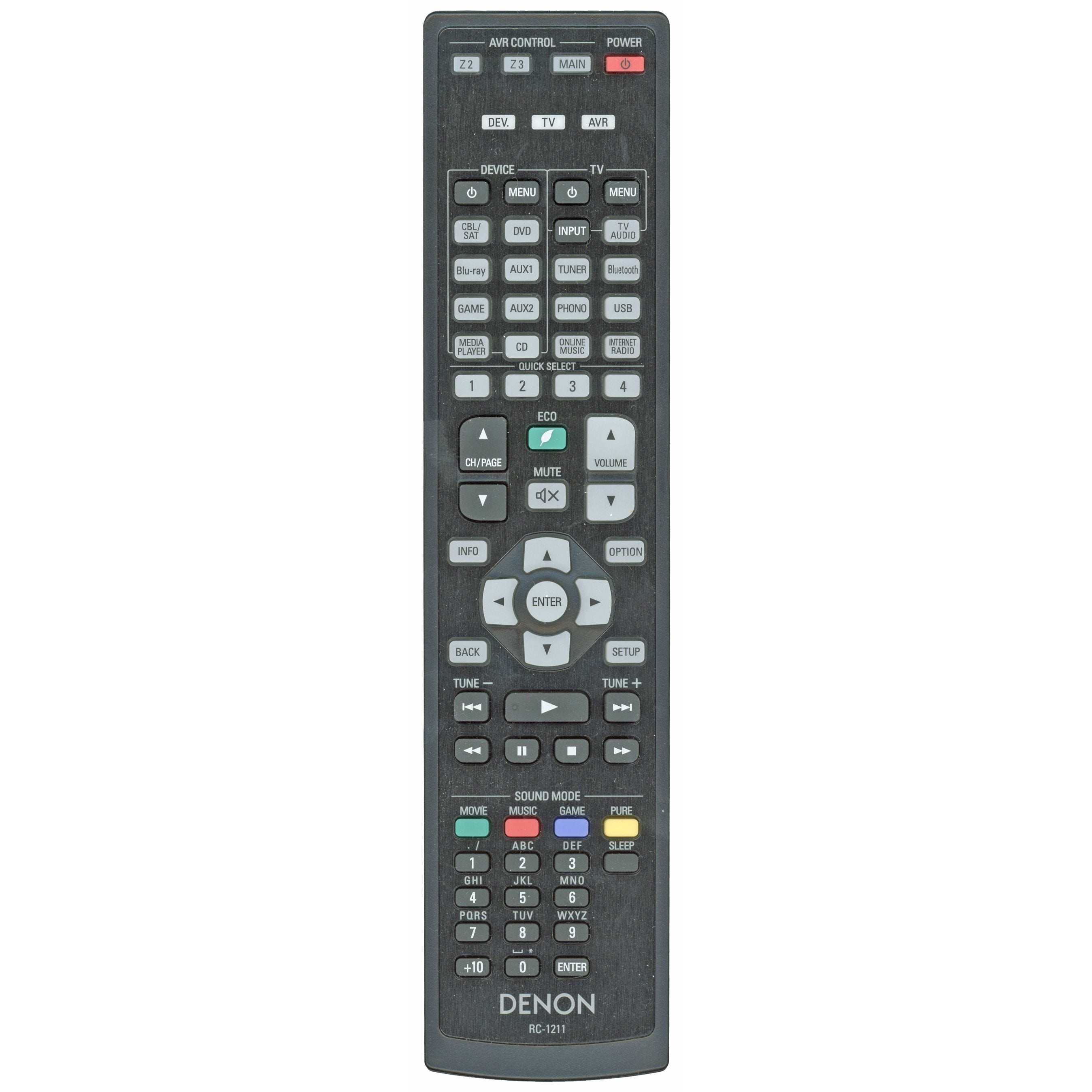 Denon RC-1211 A/V Receiver Remote Control | For AVRX6300, AVRX4300H, AVRX6300H - 30701022600AS