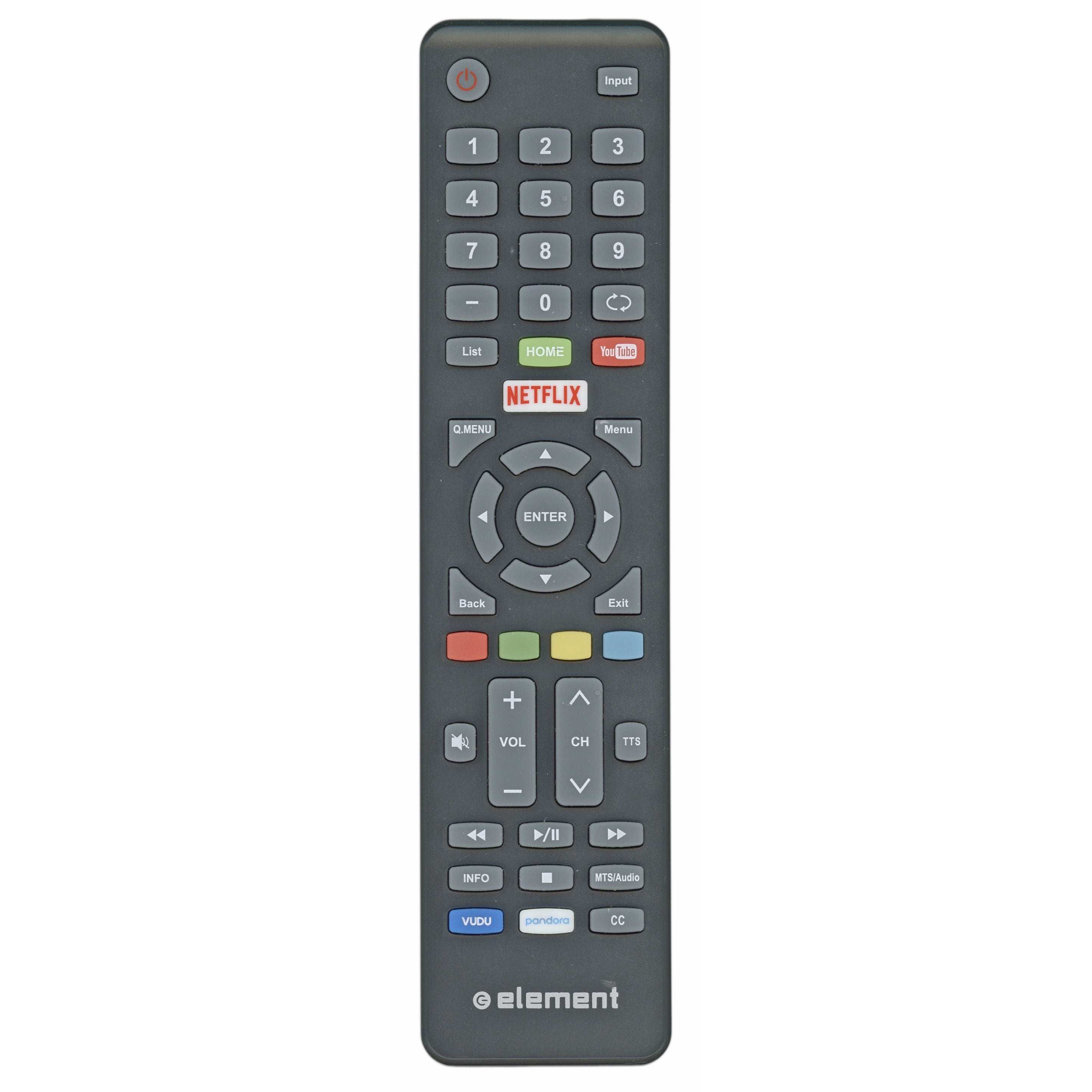 Element E4SFT5517REM TV Remote Control - Netflix, Youtube, Vudu, Pandora - E4SFT5517REM