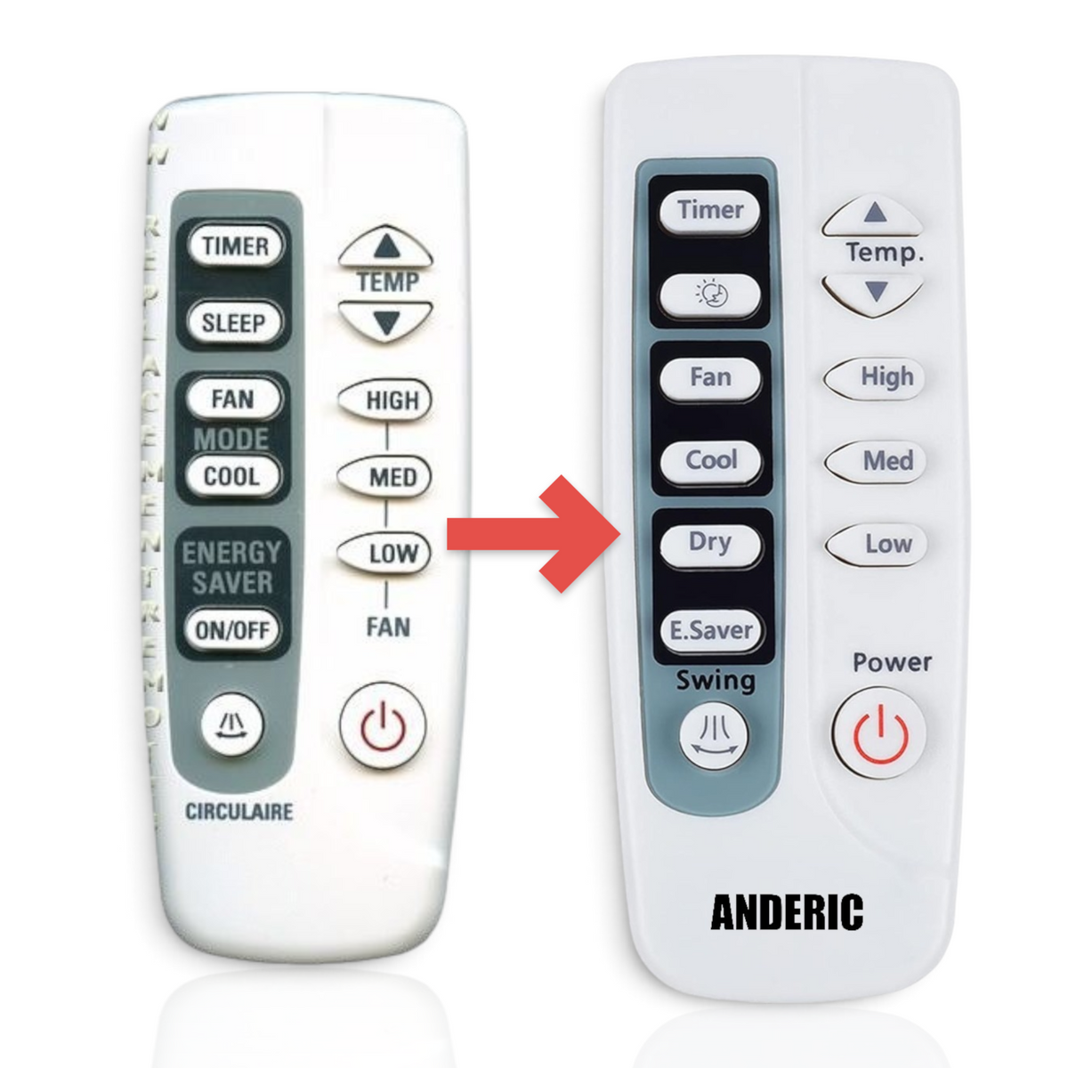 Anderic replacement remote control for GE air conditioners with intuitive button layout and white finish