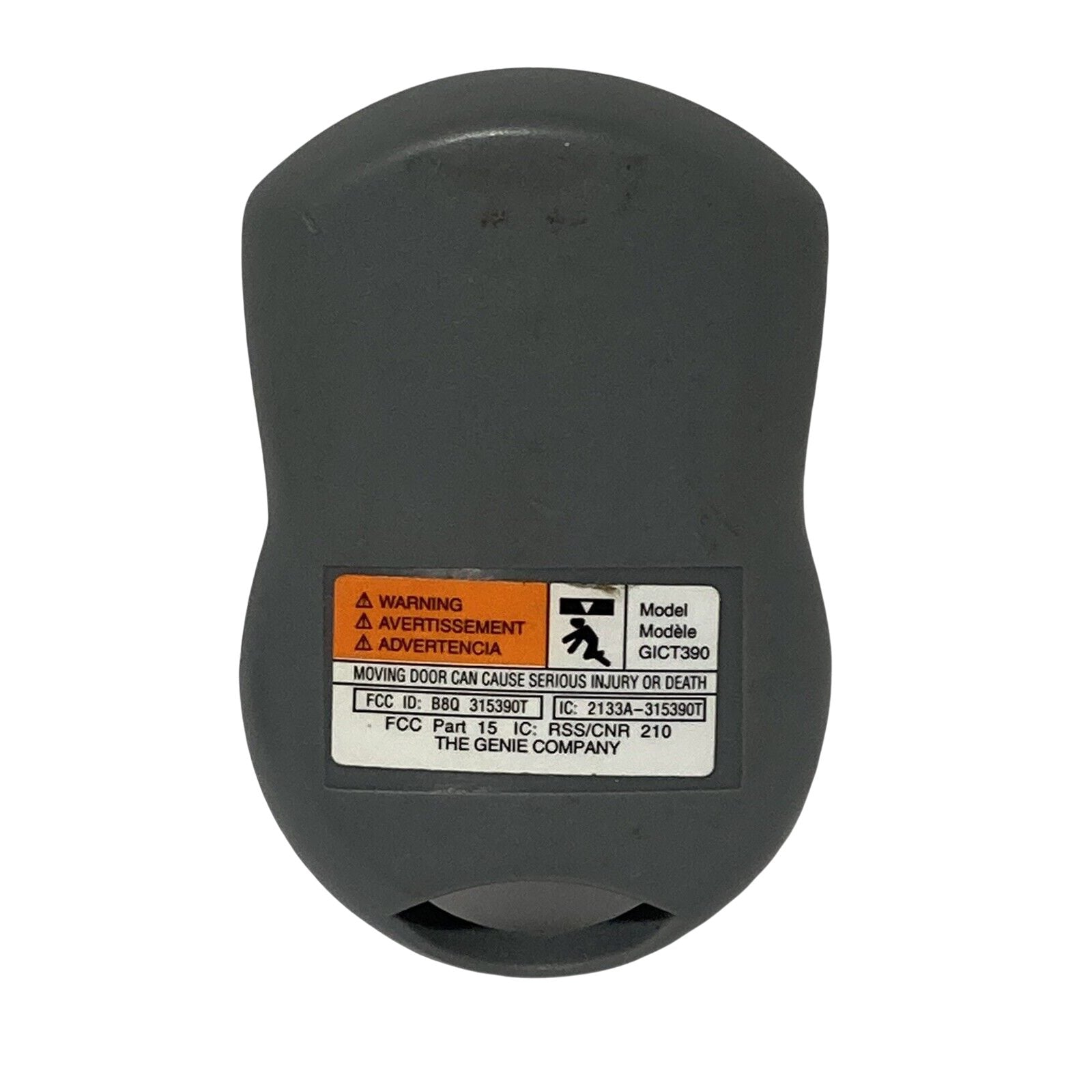 Control remoto para abre-puertas de garaje Genie GICT390-1 con llavero de 1 botón Intellicode Serie II de 390 MHz