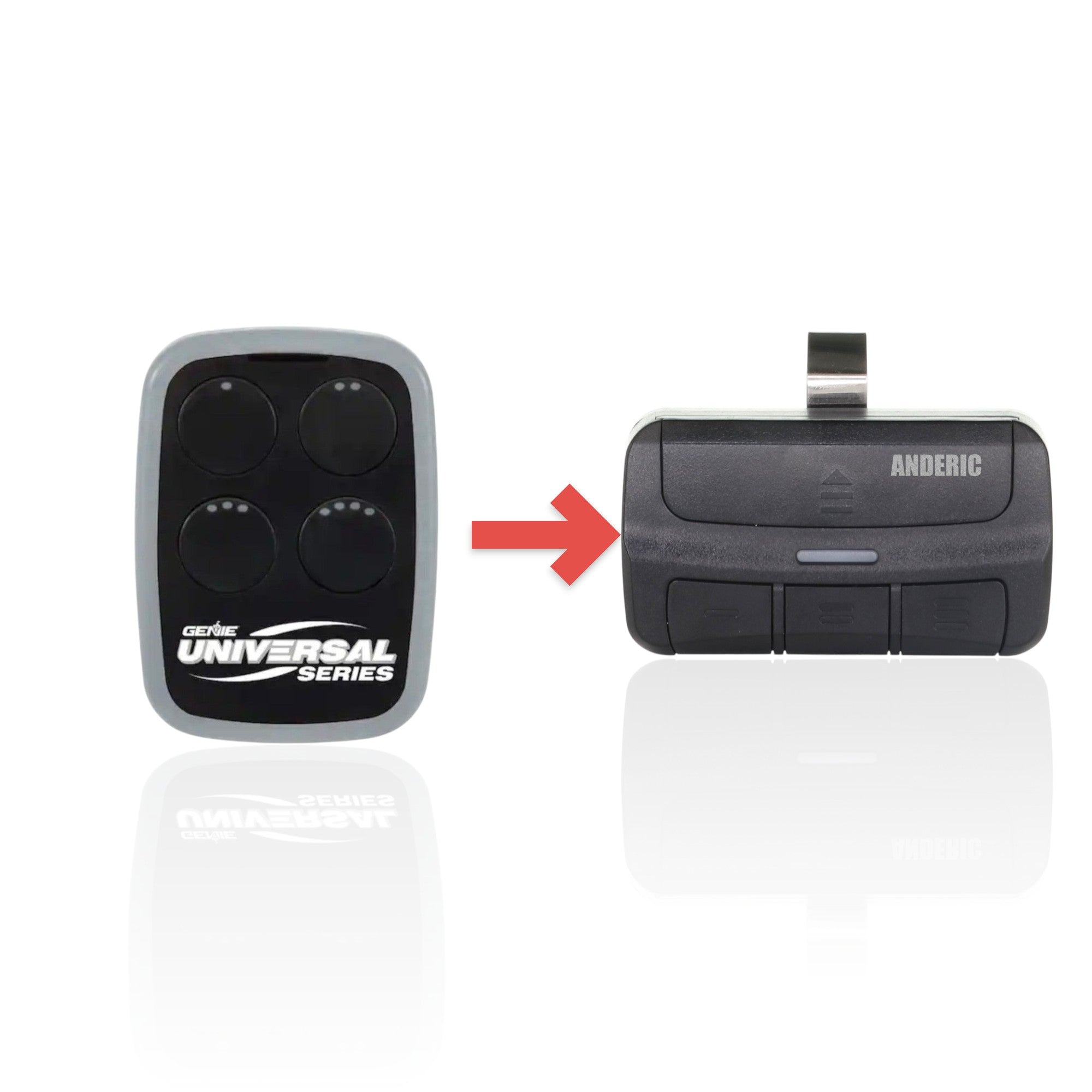 Télécommande universelle Genie GU4TG-R à 4 boutons avec DIP et apprentissage pour ouvre-porte de garage
