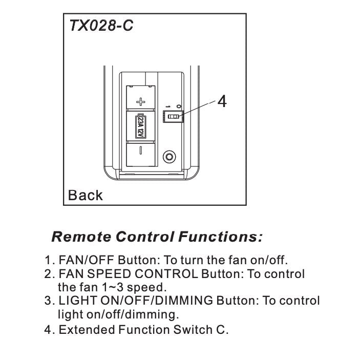 Control remoto para ventilador de techo Hampton Bay TX028-C