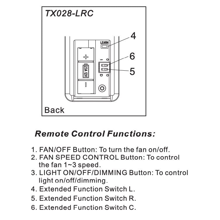 Control remoto para ventilador de techo Hampton Bay TX028-LRC