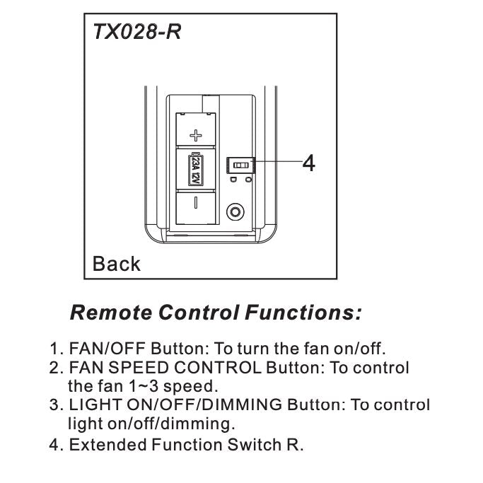 Control remoto para ventilador de techo Hampton Bay TX028-R
