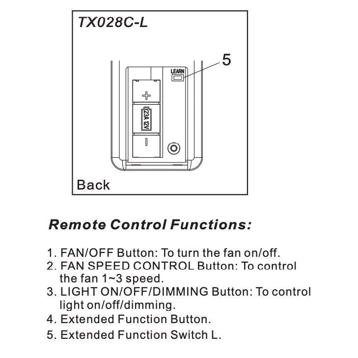 Control remoto para ventilador de techo Hampton Bay TX028C-L
