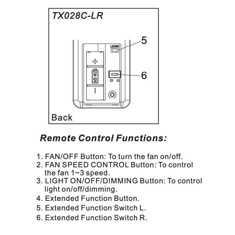 Control remoto para ventilador de techo Hampton Bay TX028C-LR