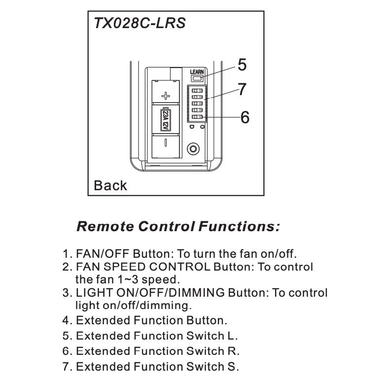Control remoto para ventilador de techo Hampton Bay TX028C-LRC