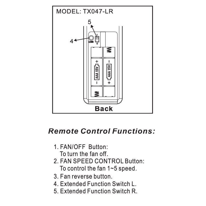 Control remoto para ventilador de techo Hampton Bay TX047-LR