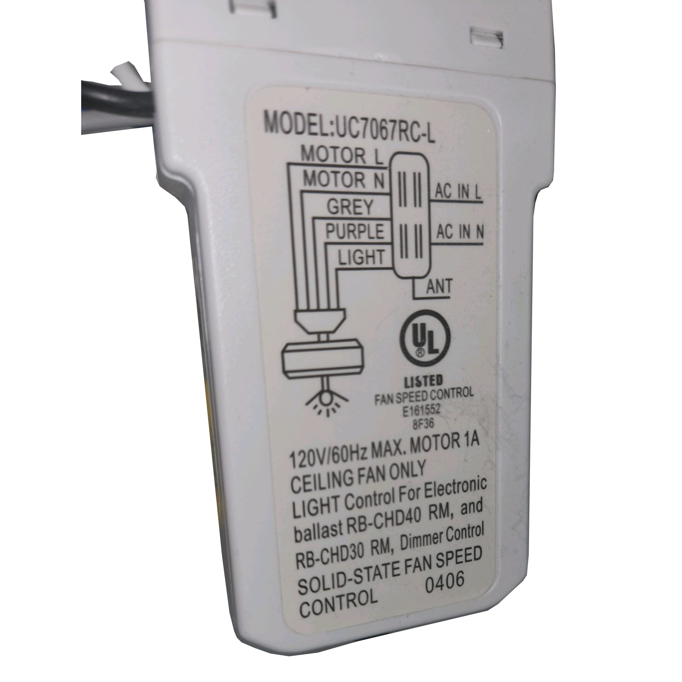 Récepteur pour ventilateur de plafond Hampton Bay UC7067RC-L