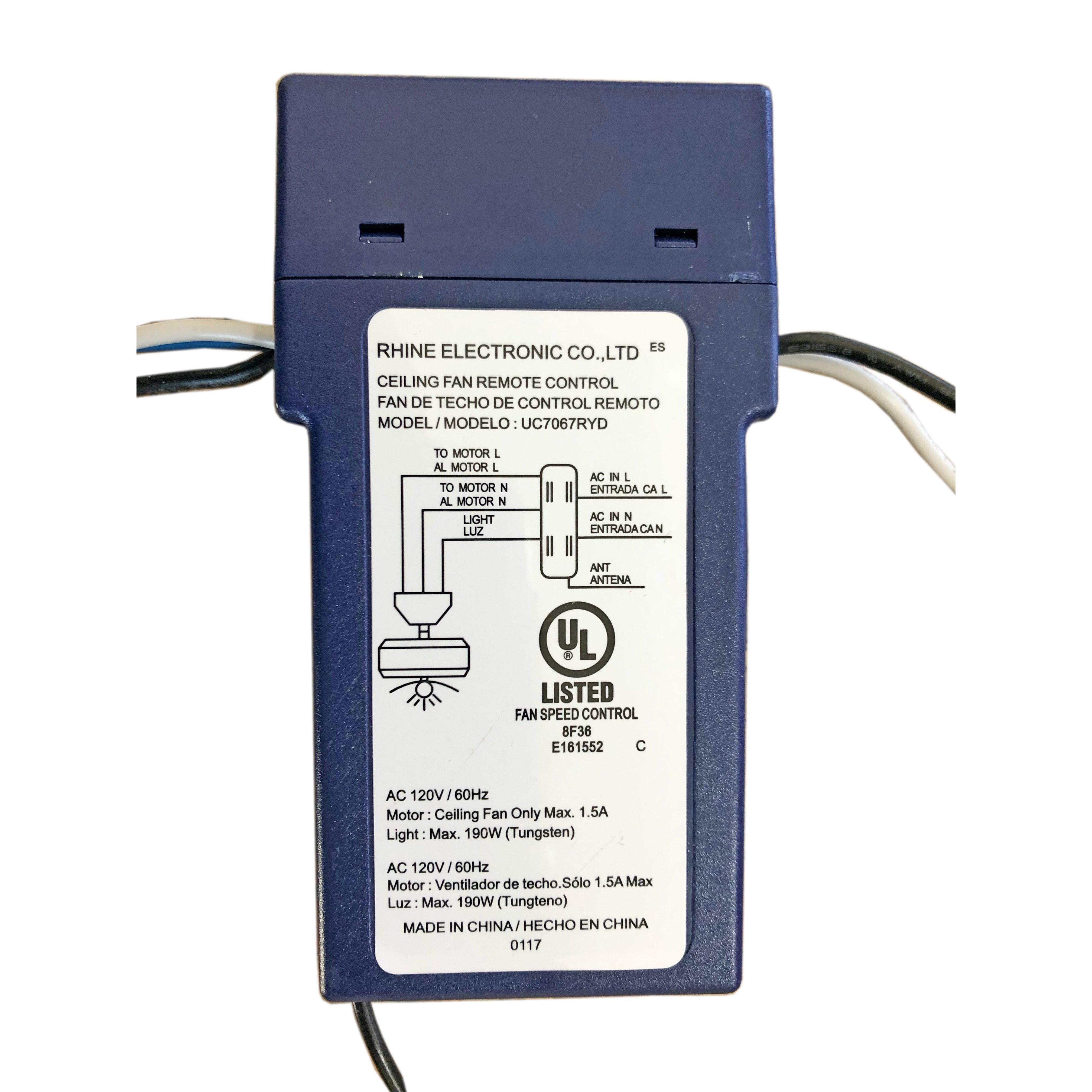 Récepteur de ventilateur de plafond Hampton Bay UC7067RYD