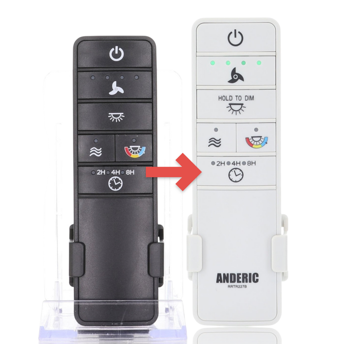 Anderic black 4-speed ceiling fan remote control replacement for Hampton Bay with light and breeze mode buttons