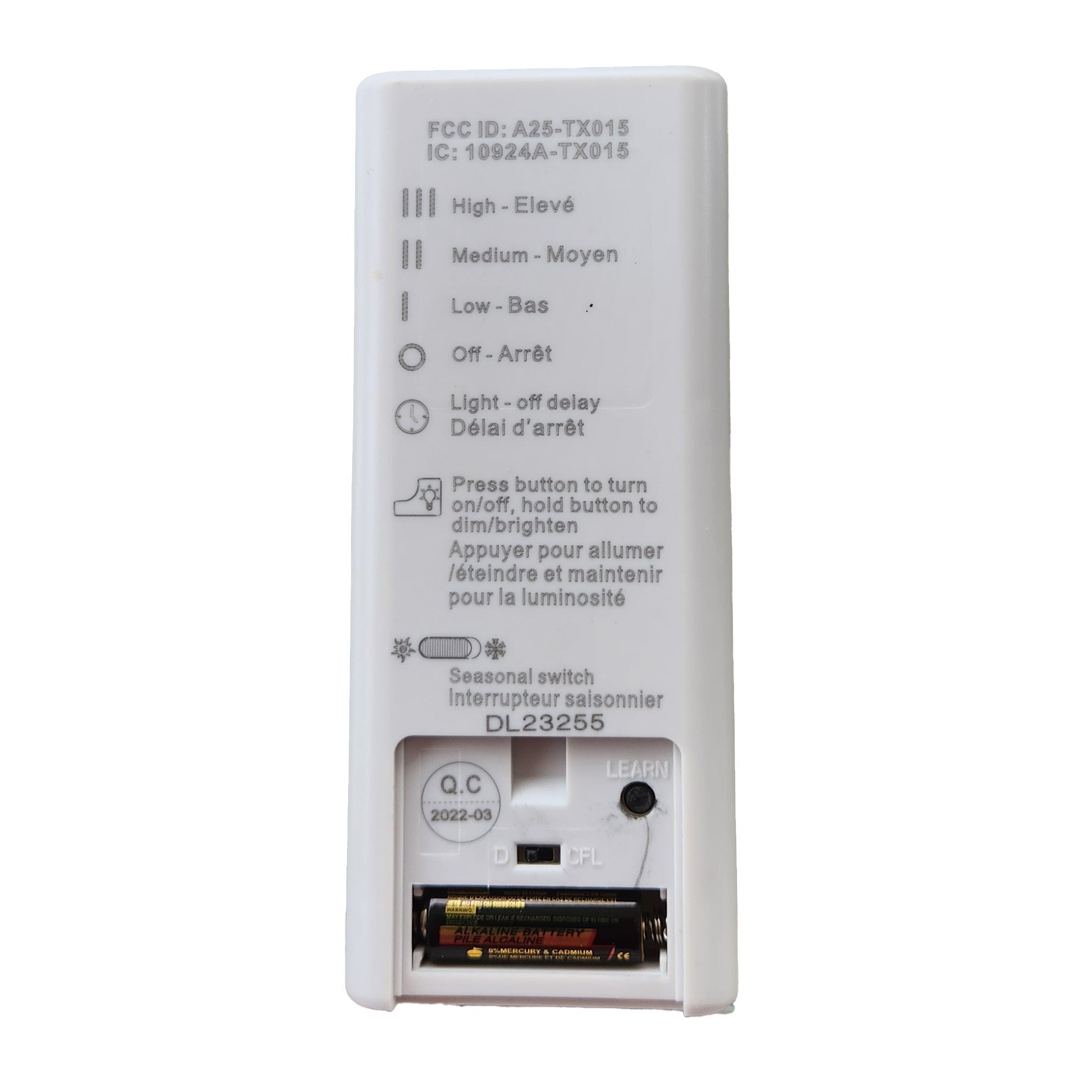 Harbor Breeze A25-TX015 Ceiling Fan Remote Control