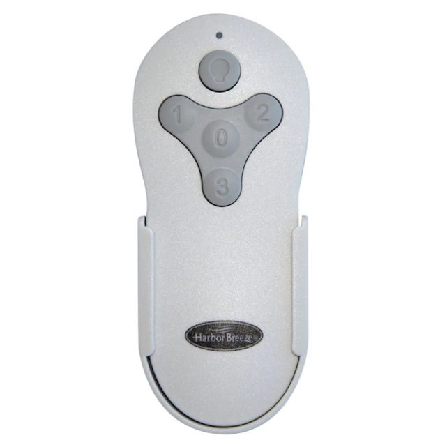 The Harbor Breeze FA0138 Ceiling Fan Remote Control features four buttons labeled light, 0, 2, and 3 for easy operation.