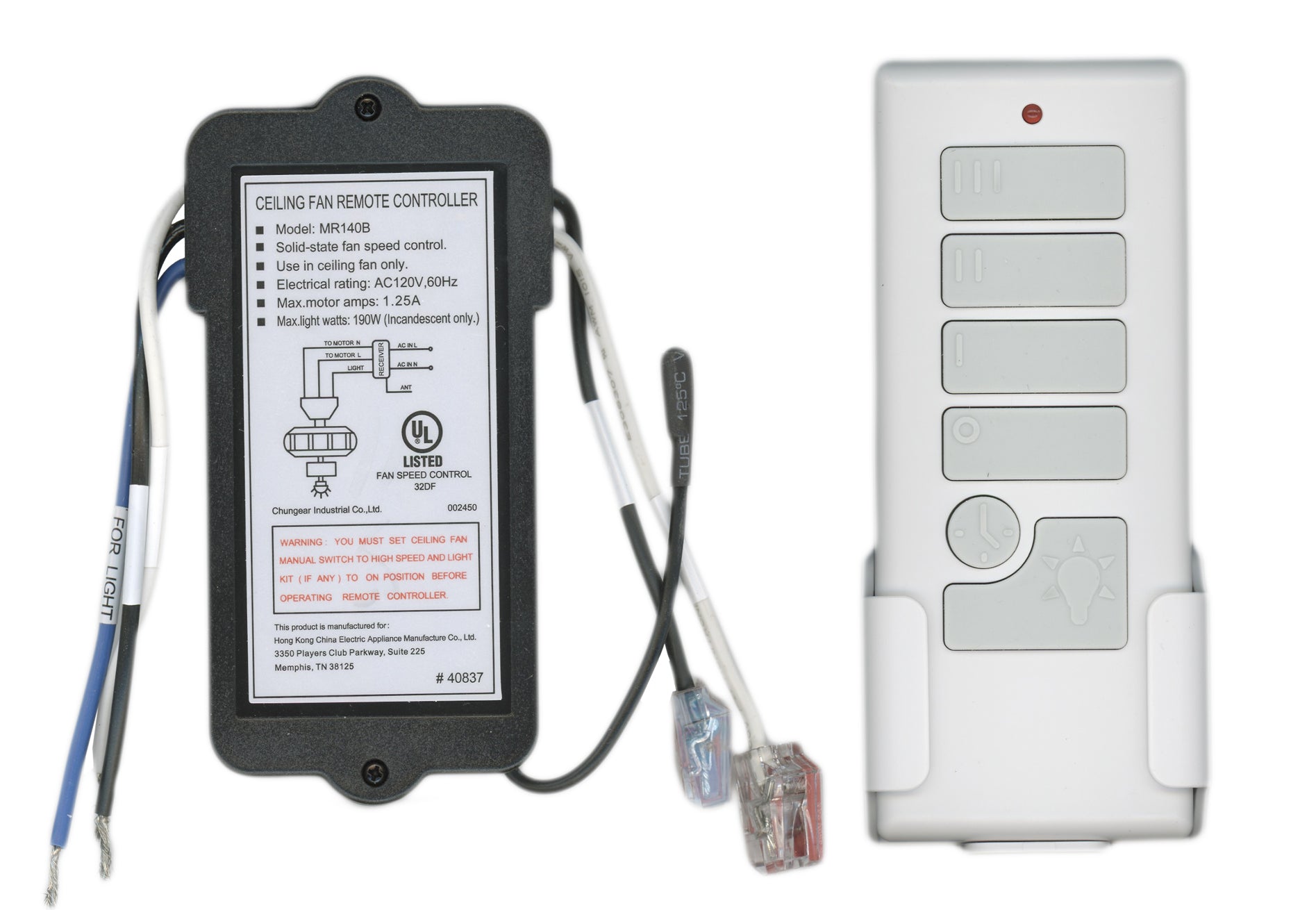 Kit de télécommande pour ventilateur de plafond Harbor Breeze 40837