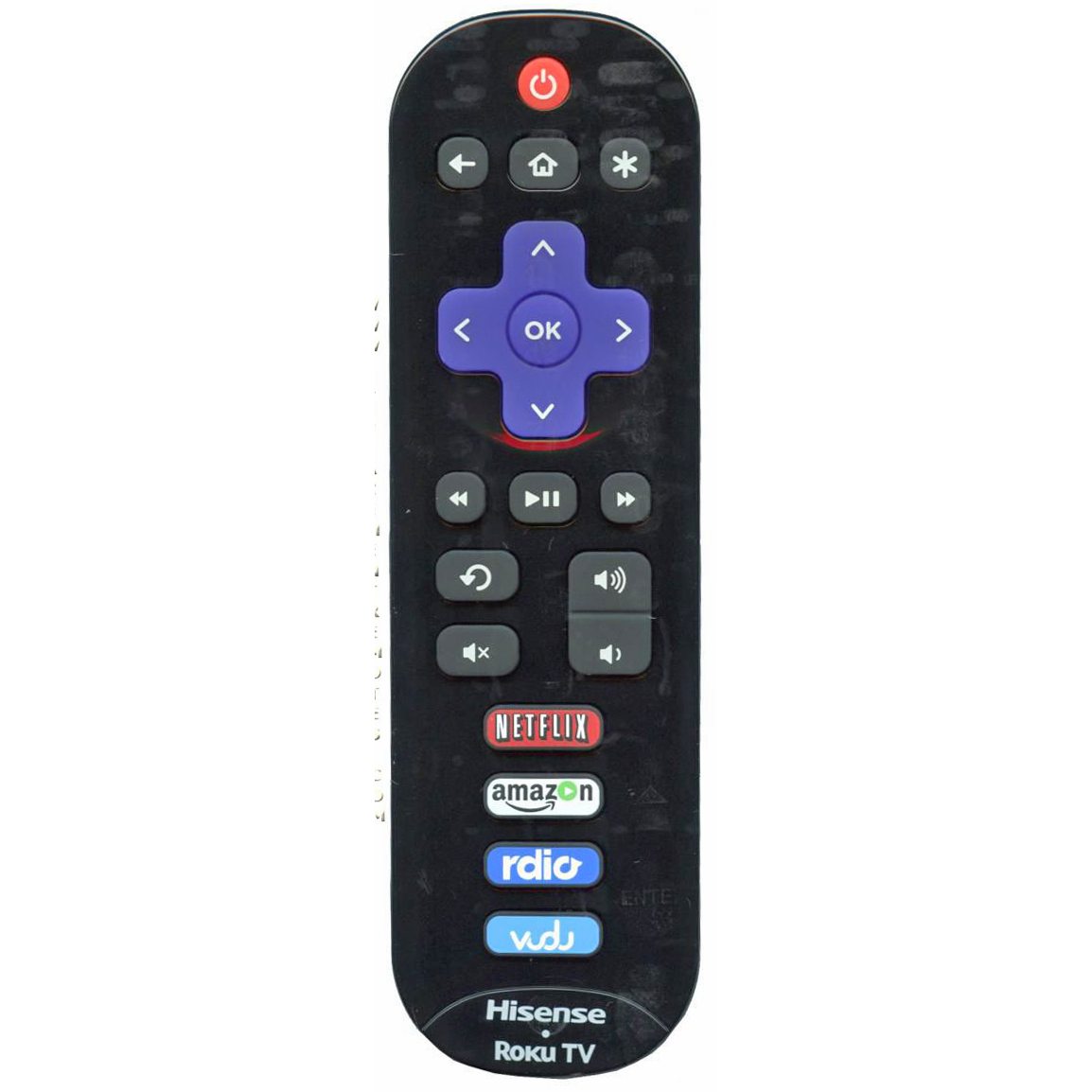 Hisense EN3A32 Roku TV Remote Control | IR | Netflix | Amazon | rdio | Vudu - 170875
