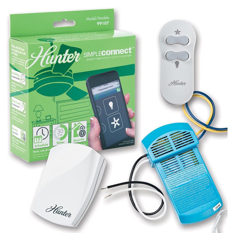 Kit de control remoto para ventilador de techo Hunter 99107 SimpleConnect