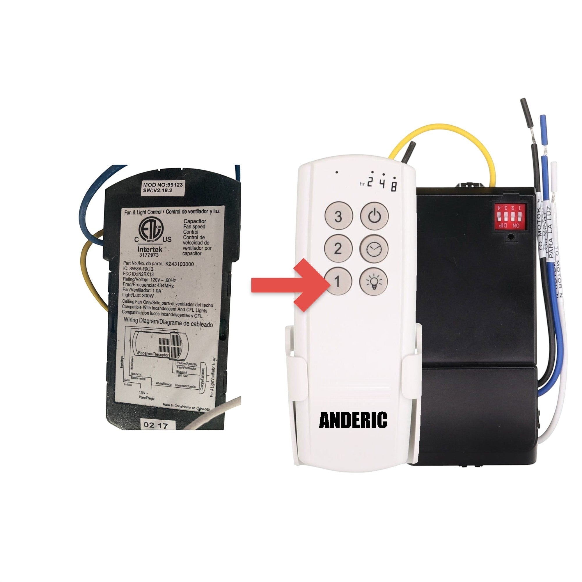 Récepteur de ventilateur de plafond Hunter 99123 / IN2RX13