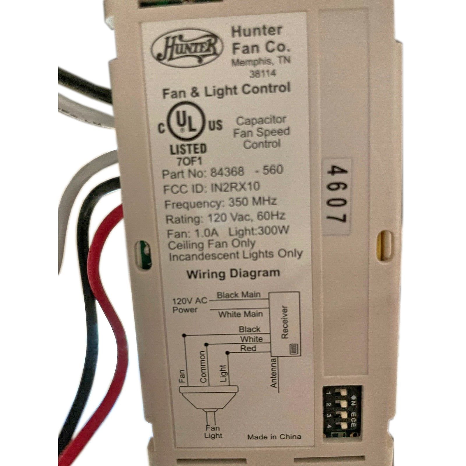 Hunter IN2RX10 Ceiling Fan Receiver