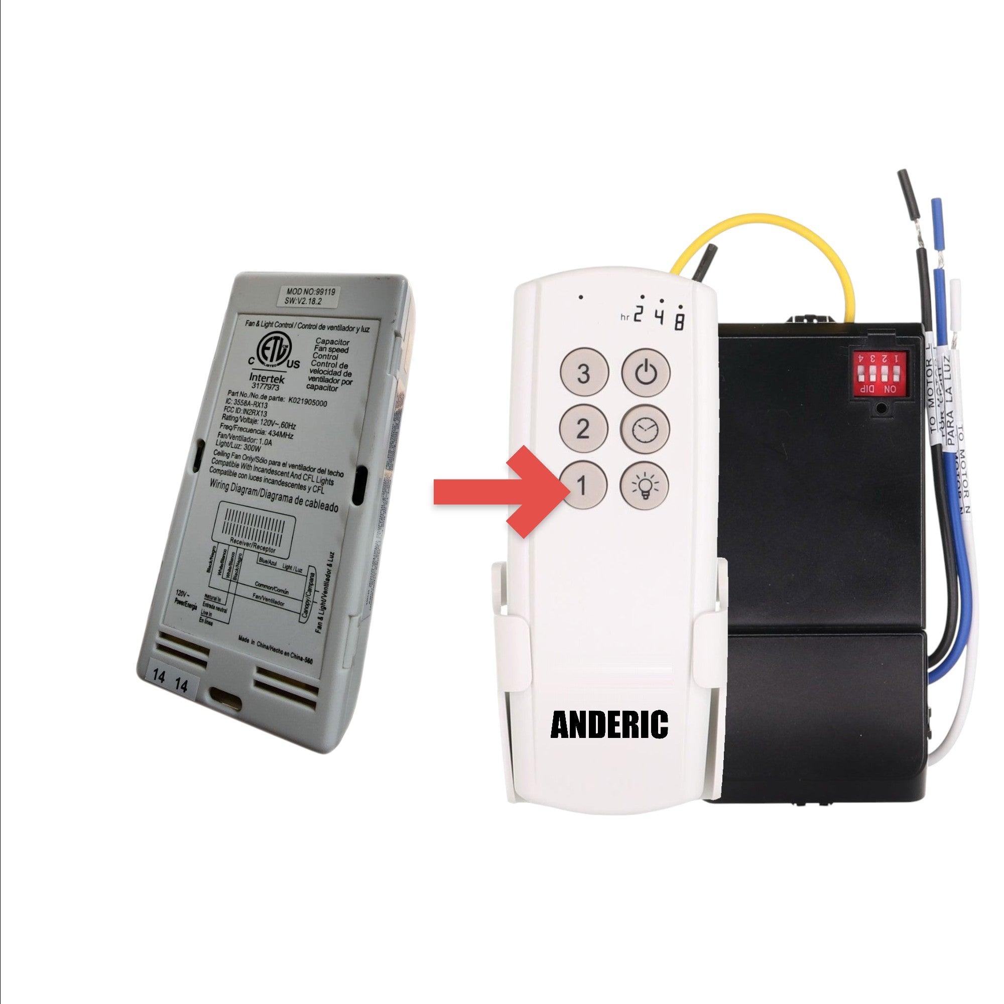 Récepteur pour ventilateur de plafond Hunter 99119 - IN2RX13