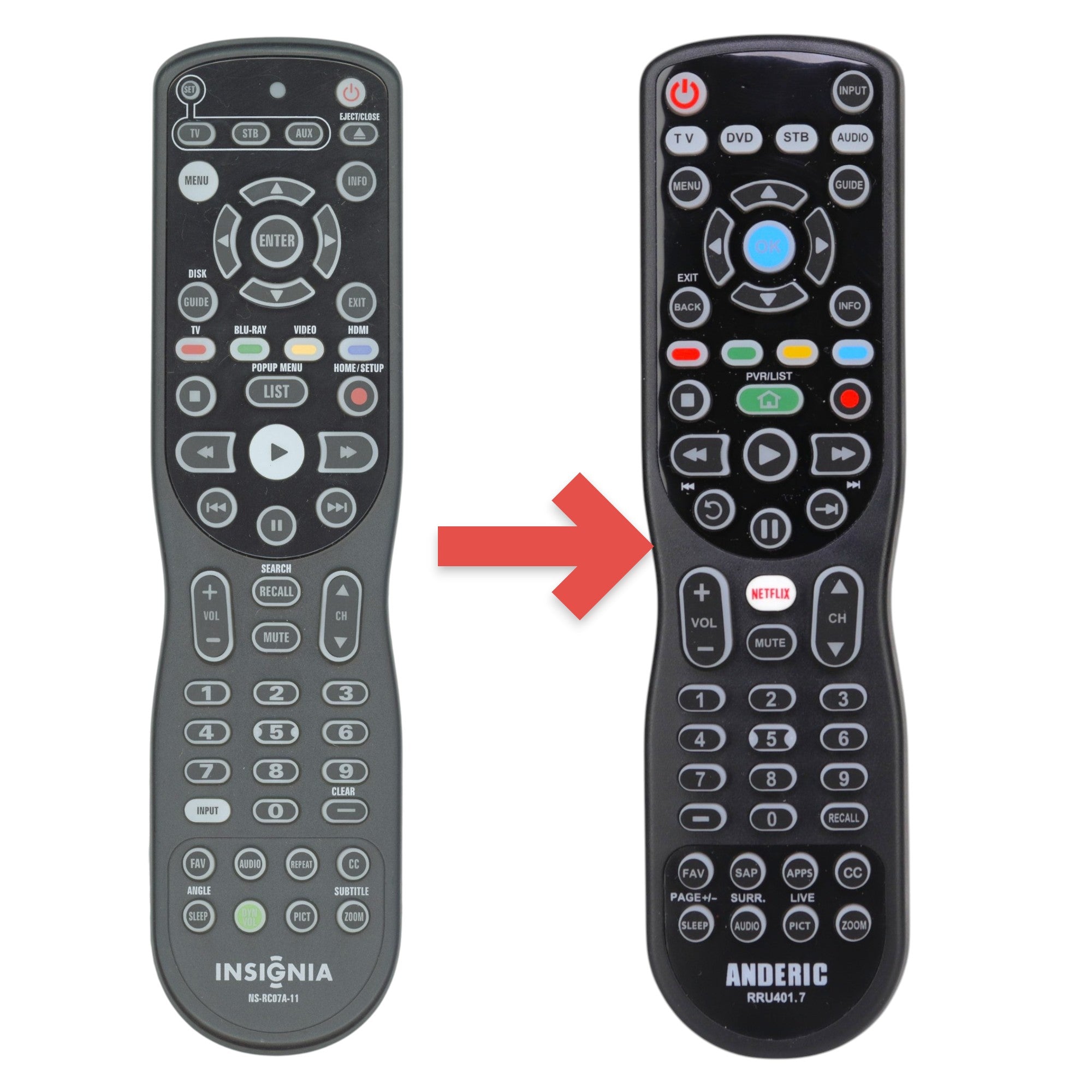 Control remoto para TV/DVD Insignia NSRC07A11