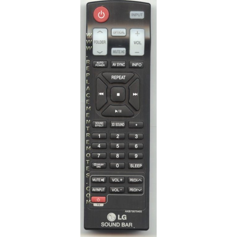 LG AKB73575402 Sound Bar Remote Control - AKB73575402