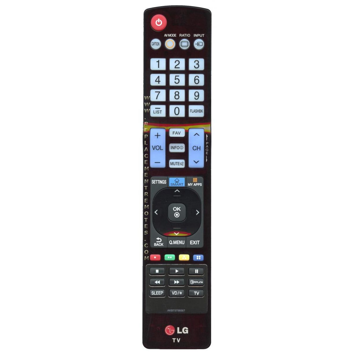 Control remoto para televisor LG AKB73756567