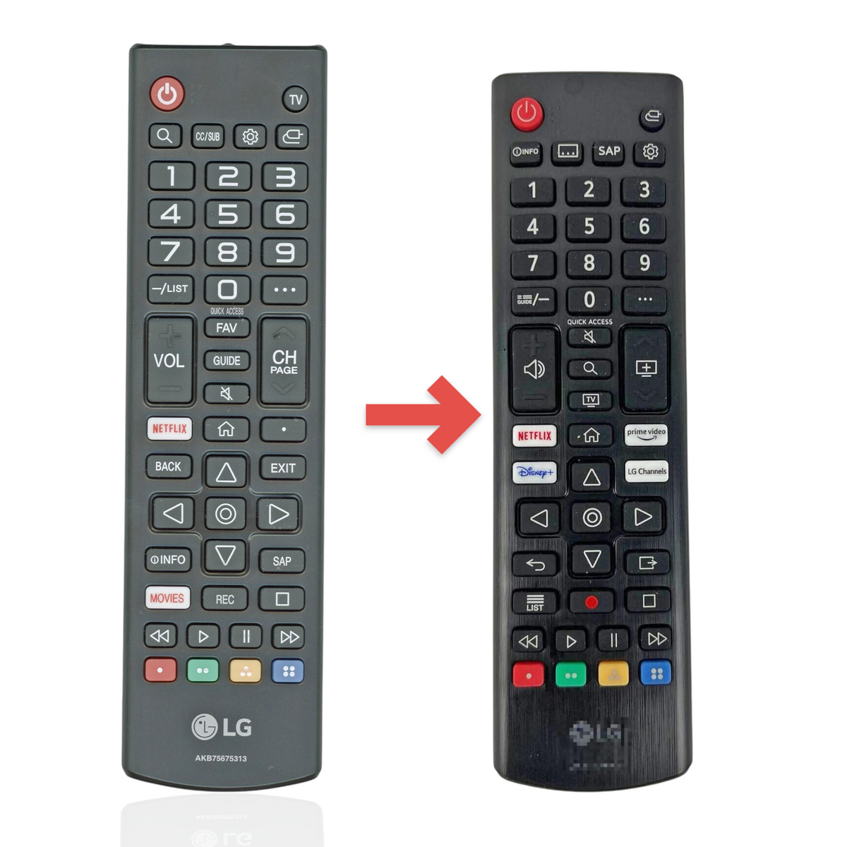Anderic replacement IR smart TV remote for LG, featuring black casing and dedicated buttons for Netflix and movies.
