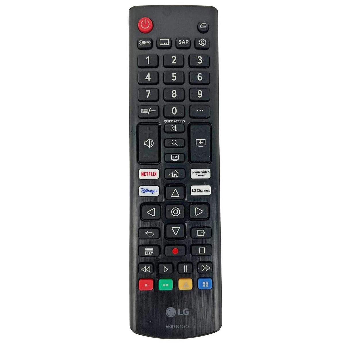 Anderic replacement IR smart TV remote for LG, featuring dedicated Netflix, Prime Video, and Disney+ shortcut buttons.