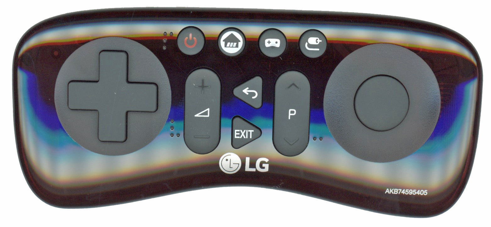 LG ANGR700 TV Remote Control with a multicolor IR receiver and buttons for power, volume, and channel control.
