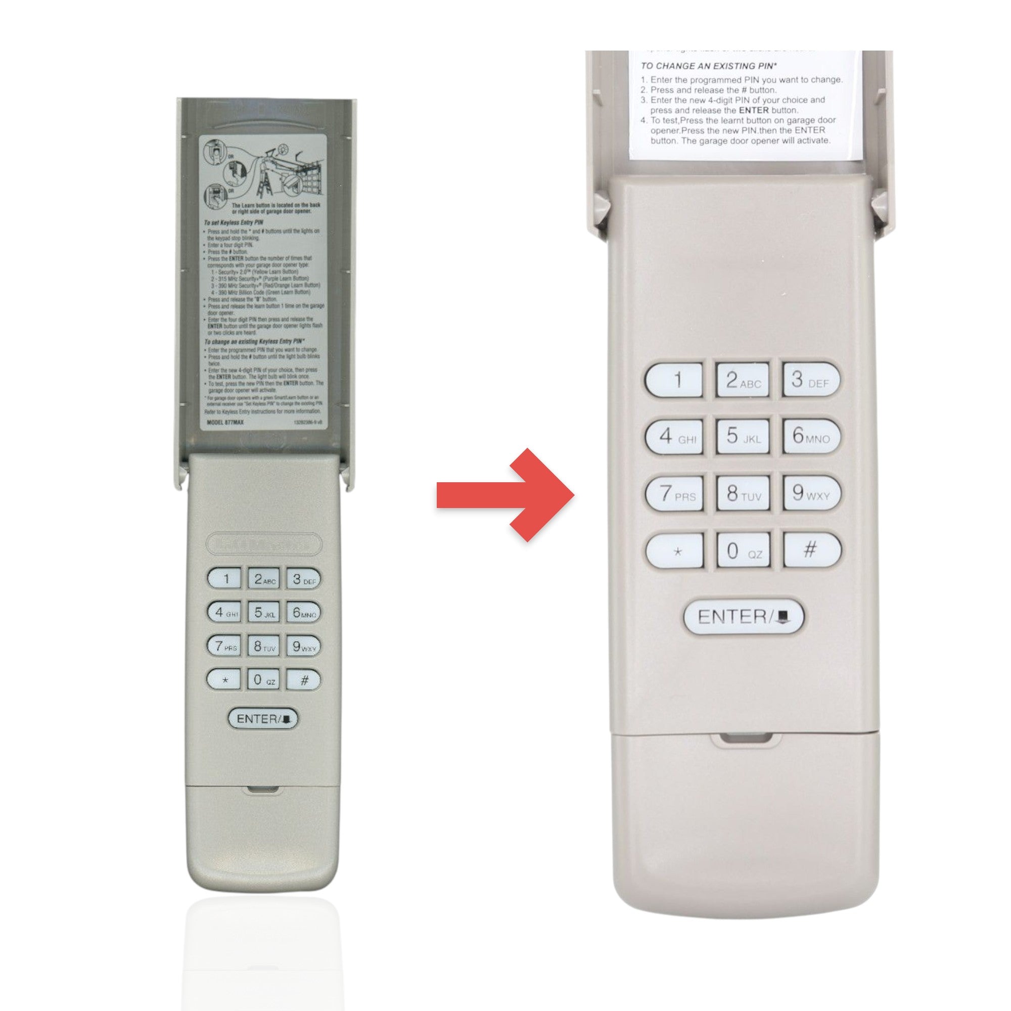 Télécommande d'ouvre-porte de garage à clavier sans fil LiftMaster 877MAX