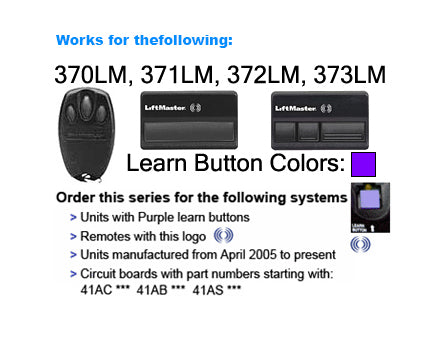 LiftMaster 371LM / 371LMC 1-Button Visor 315 MHz Garage Door Opener Remote Control