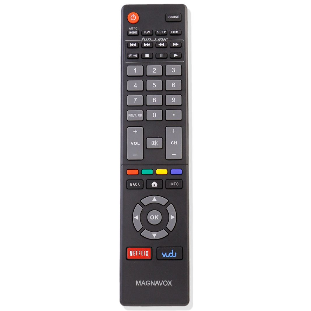 Explore the Magnavox NH401UD TV Remote Control, offering a numeric keypad, intuitive navigation buttons, and dedicated Netflix and Vudu buttons. It is perfectly compatible with the 32ME402V model for seamless entertainment at your fingertips.