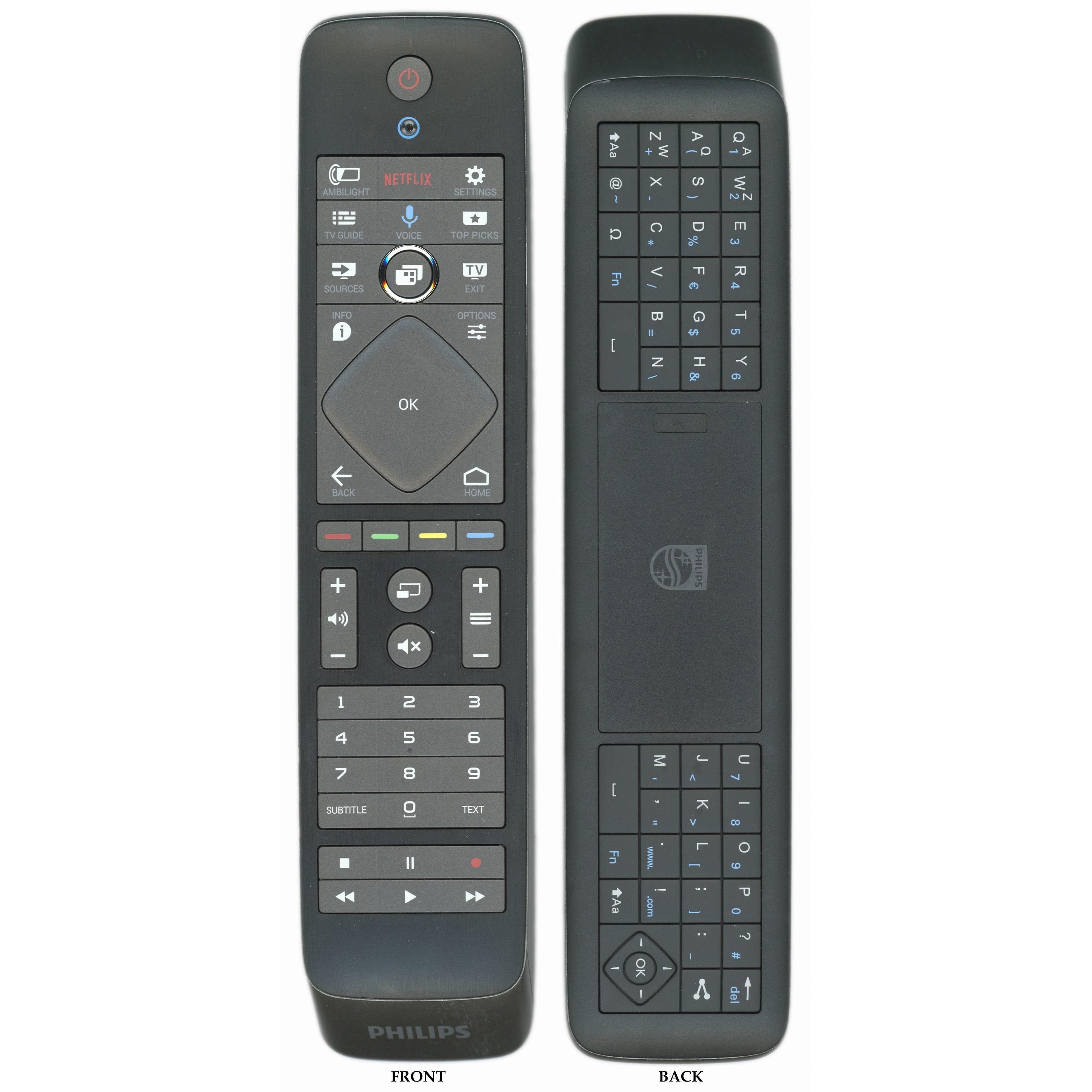 Philips RC6P Touch TV Remote Control | AMBILIGHT | QWERTY Keyboard | voice | RF and IR - 398GF10BEPH09T