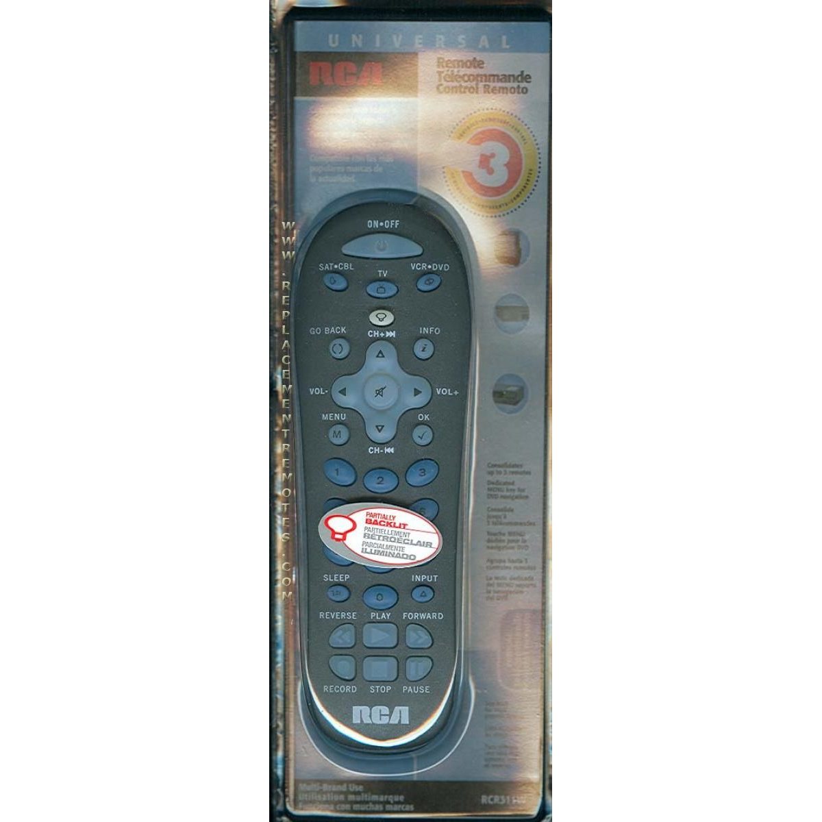 Control remoto universal RCA RCR311W para 3 dispositivos
