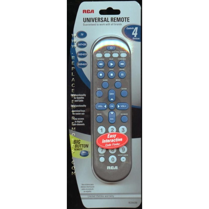 Control remoto universal RCA RCR4258 para 4 dispositivos