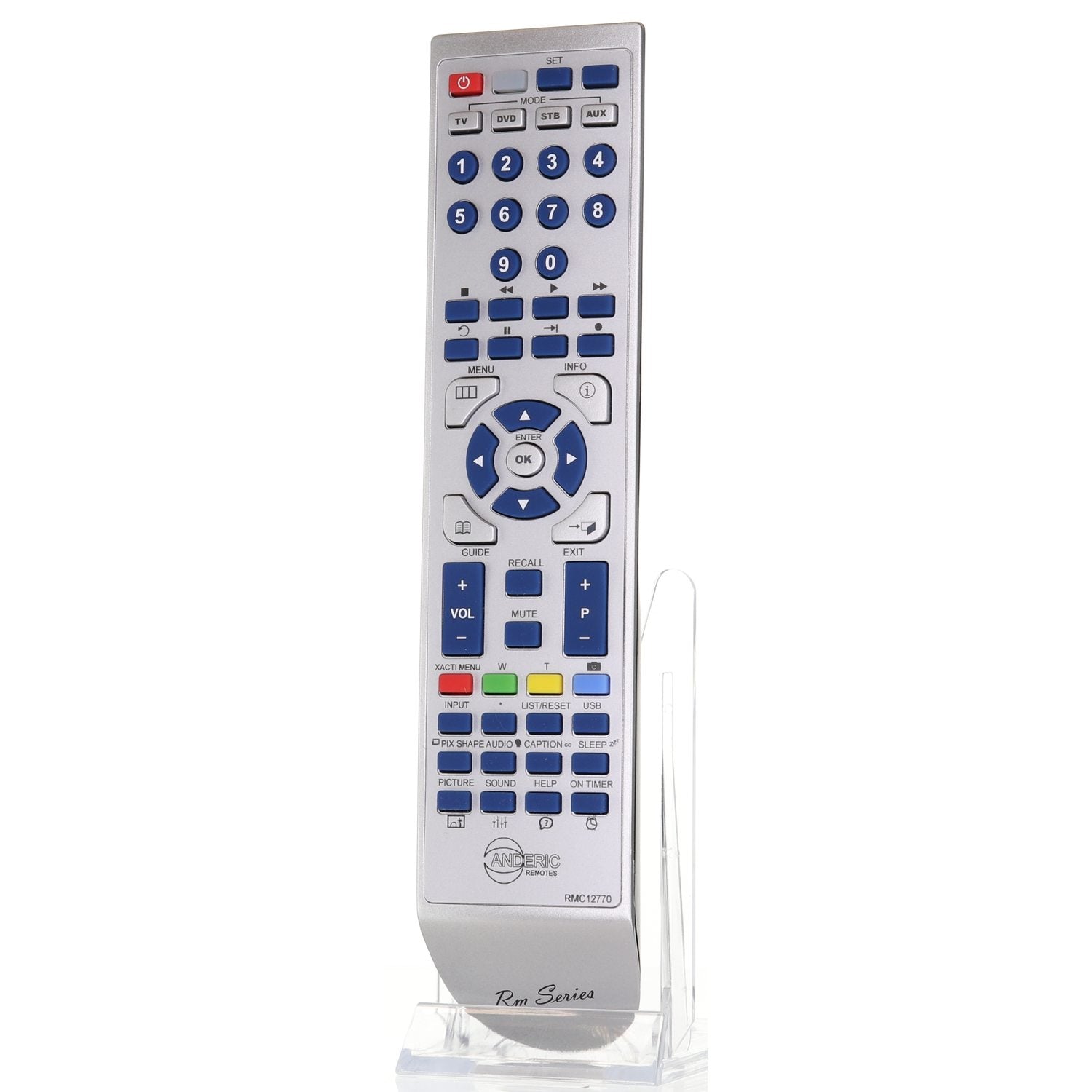 The Anderic GXDB for Sanyo TV Remote Control (RMC12770) features numeric, volume, channel controls, and various function buttons, making it ideal for easy management of your Sanyo TV.
