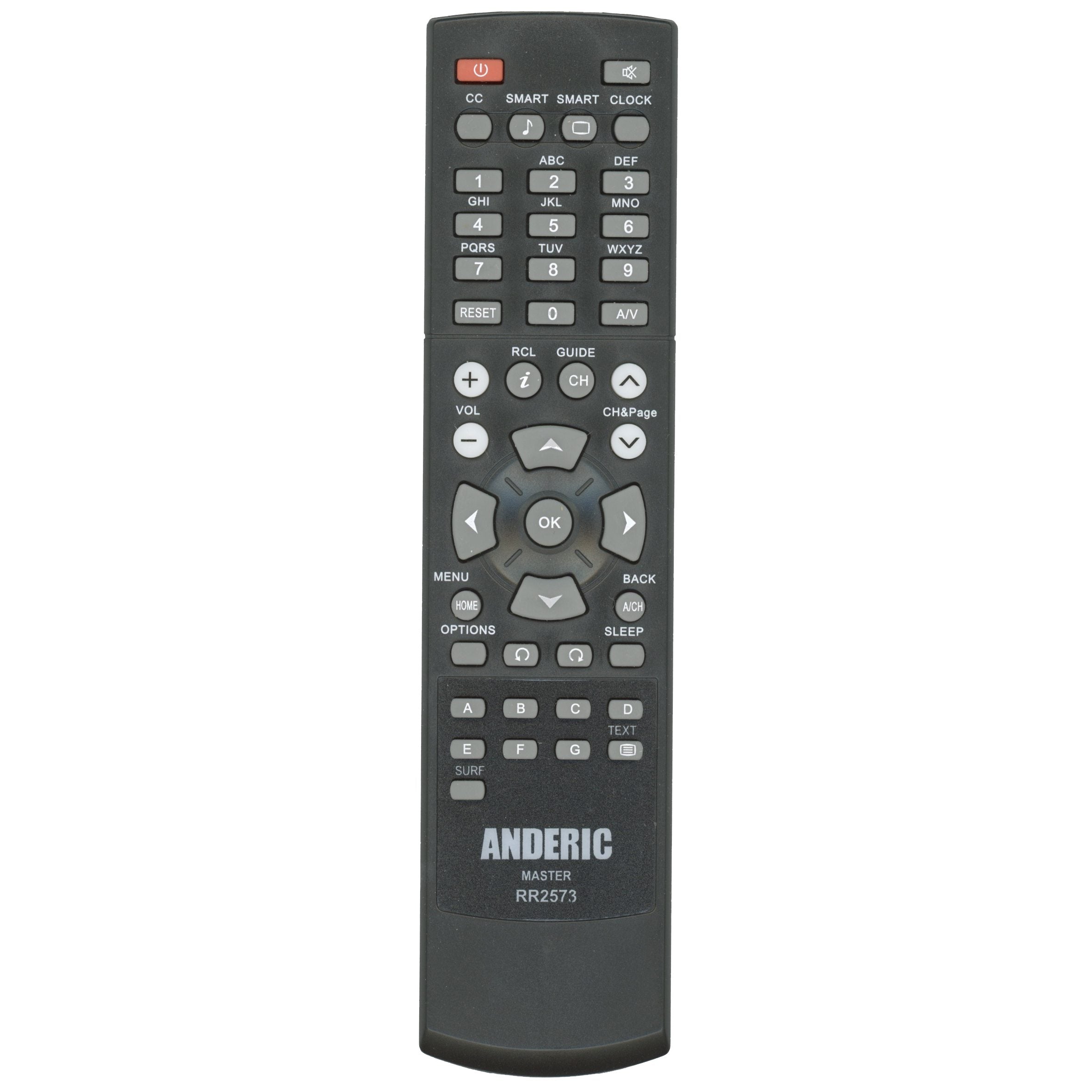 Control remoto Anderic RR2573 / RC2573GR para televisores Philips Master/Setup