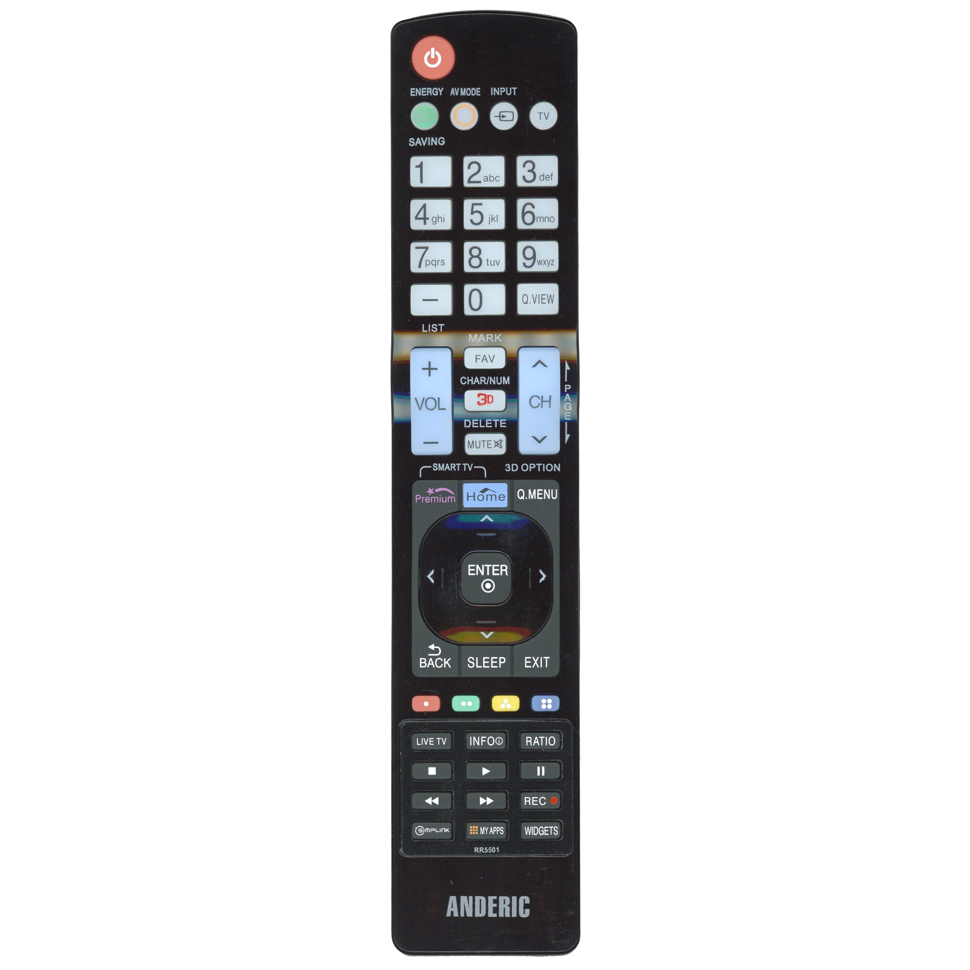 Anderic RR5501 Replacement TV Remote Control for LG AKB74115501 and Others