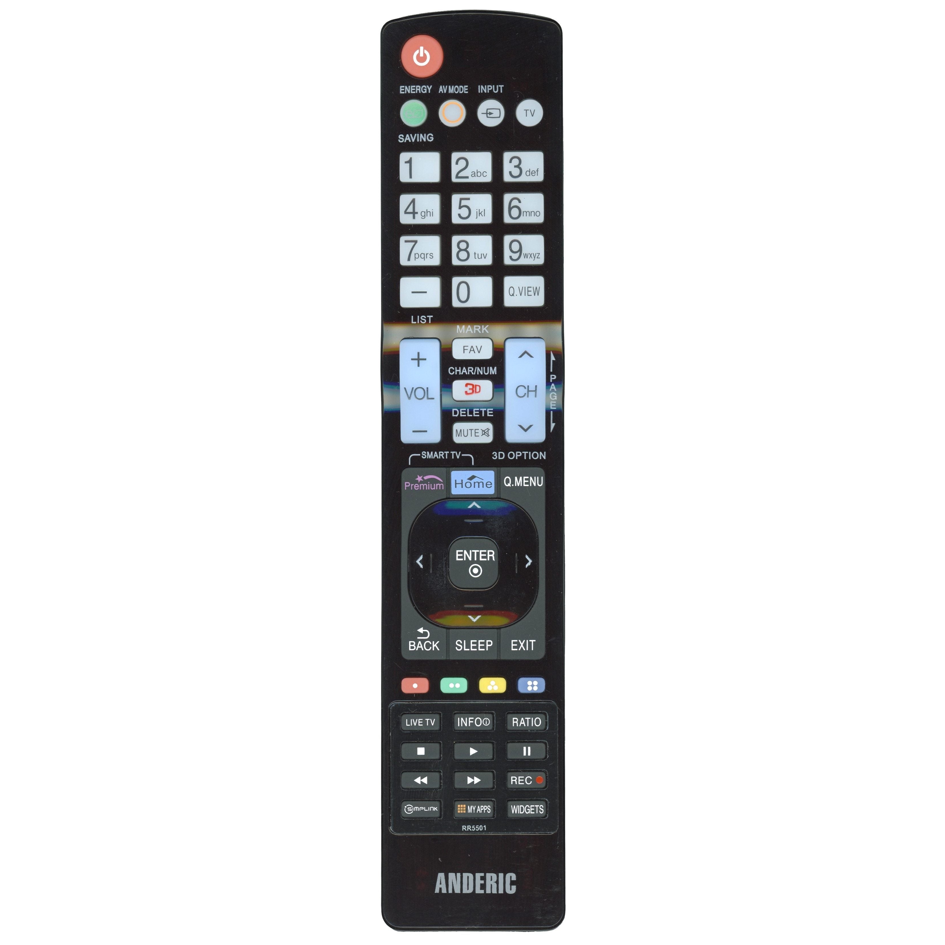 Anderic Générique AKB73715608 Pour Télécommande LG AKB73715608