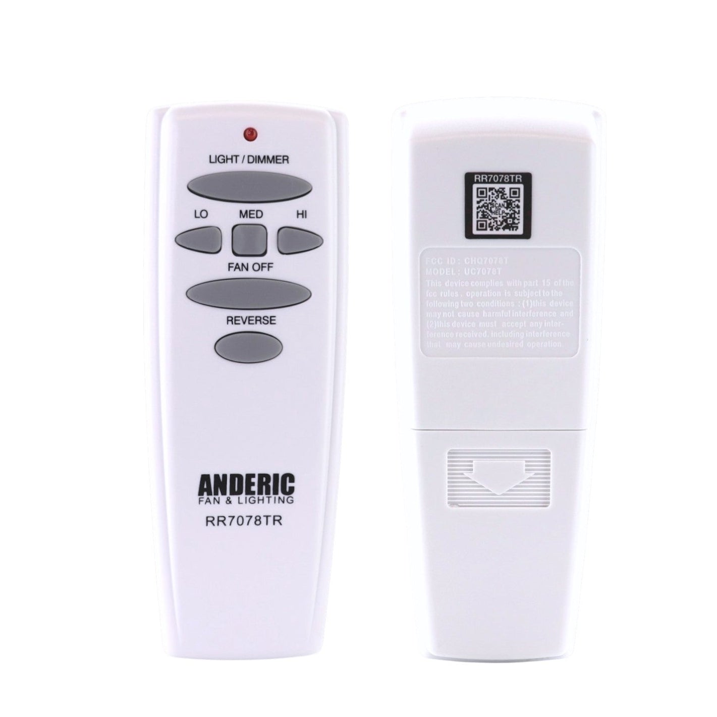 Télécommande pour ventilateur de plafond Anderic RR7078TR (avec fonction de marche arrière) - UC7078T