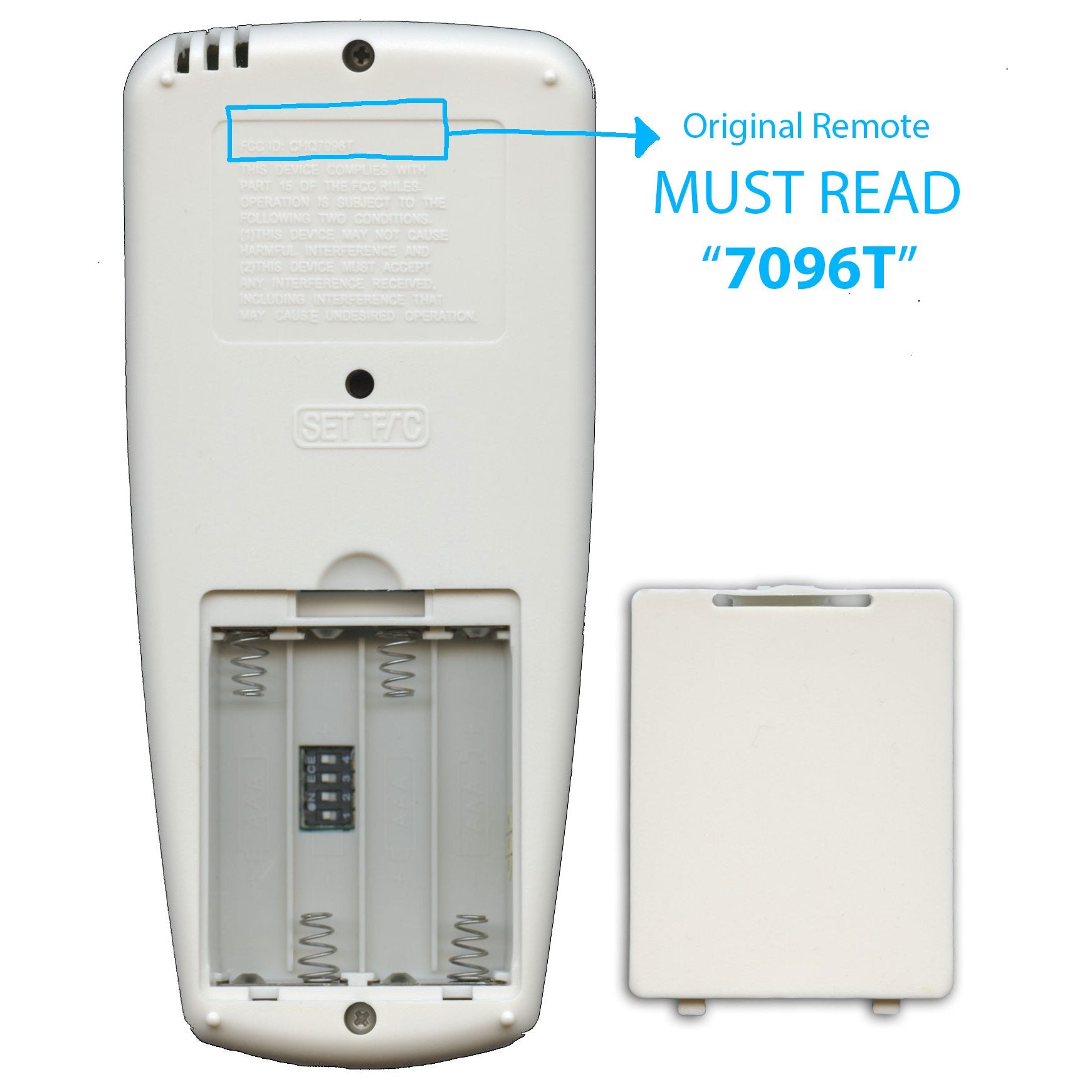 Télécommande pour ventilateur de plafond Anderic RR7096TR (CHQ8BT7096T / CHQ7096T) avec fonction marche arrière