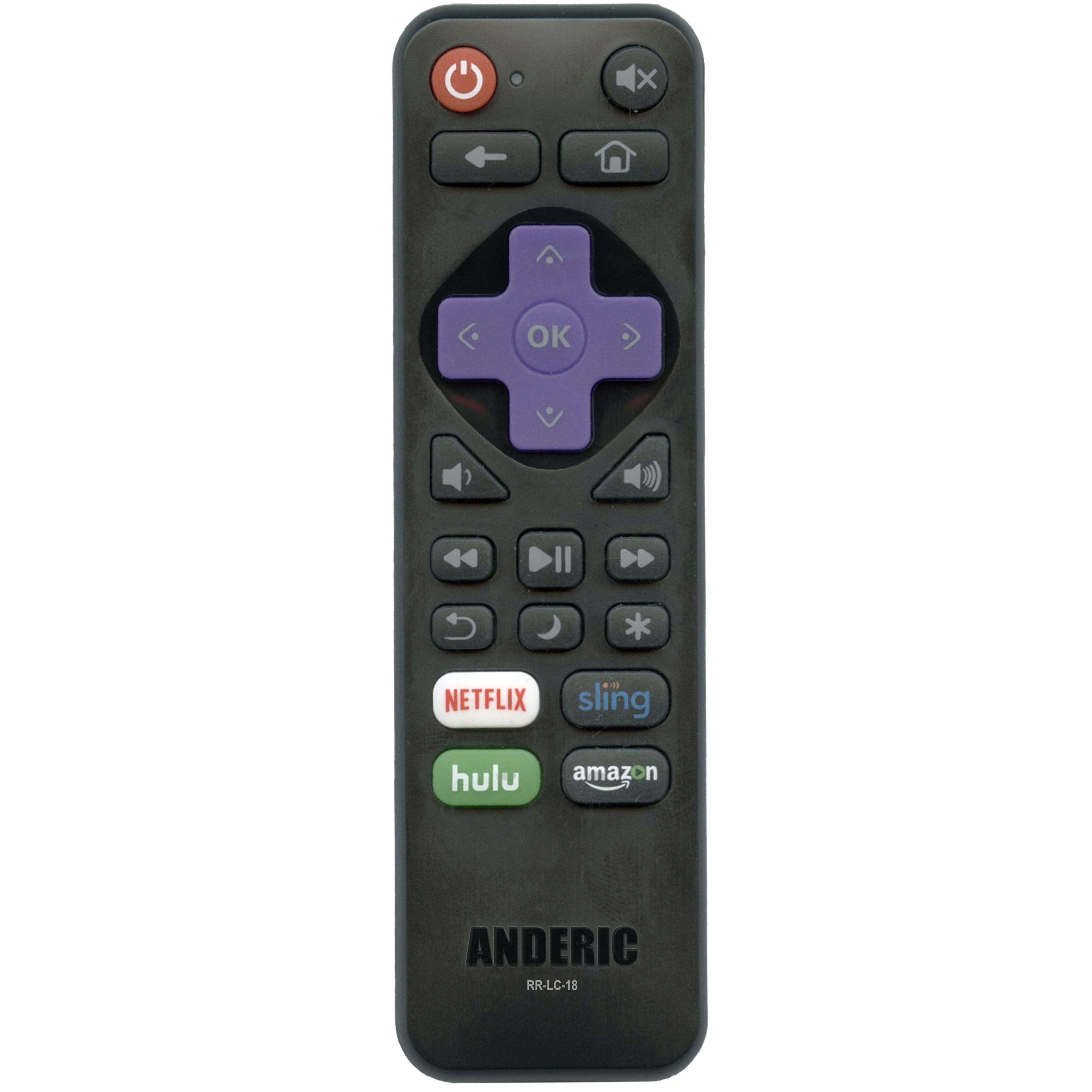 Anderic RRLC18 Replacement TV Remote Control for Sharp, Hisense, Proscan Roku-Enabled TV's | No programming | No Voice Function