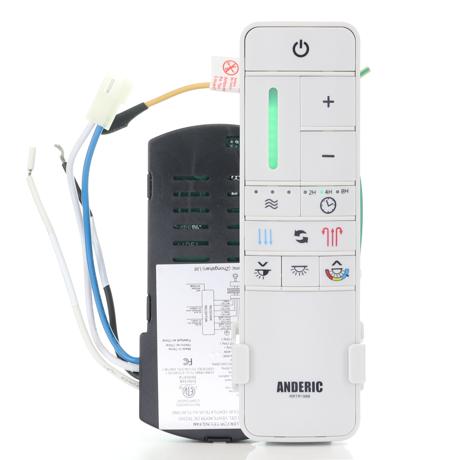 Anderic MR205A-D / TR198B Replacement Ceiling Fan Remote Control Kit for Marlon Home Decorators Collection and others - MR205A-D / RRTR198B