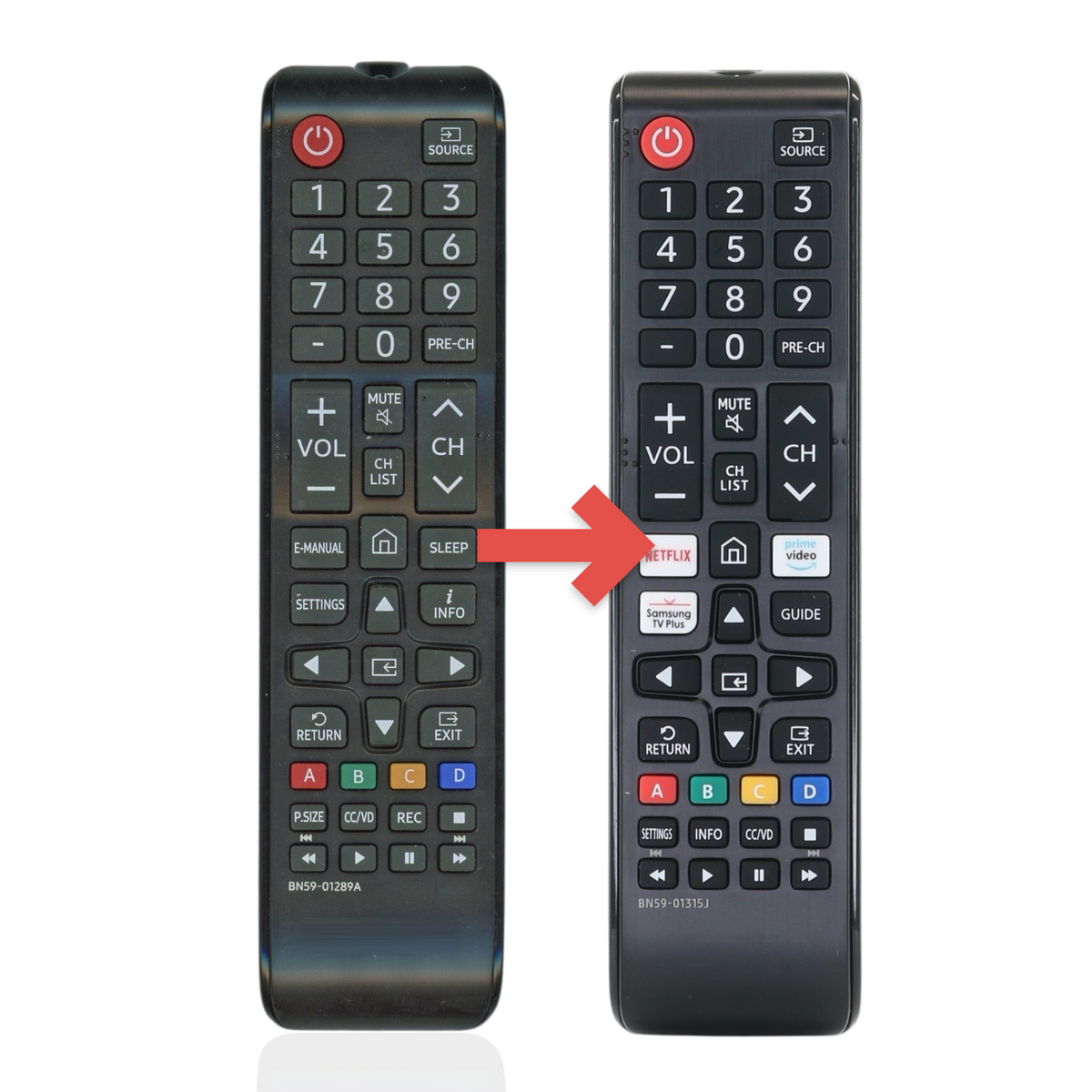 Anderic black infrared TV remote control for Samsung TVs with number pad and dedicated streaming shortcut buttons.