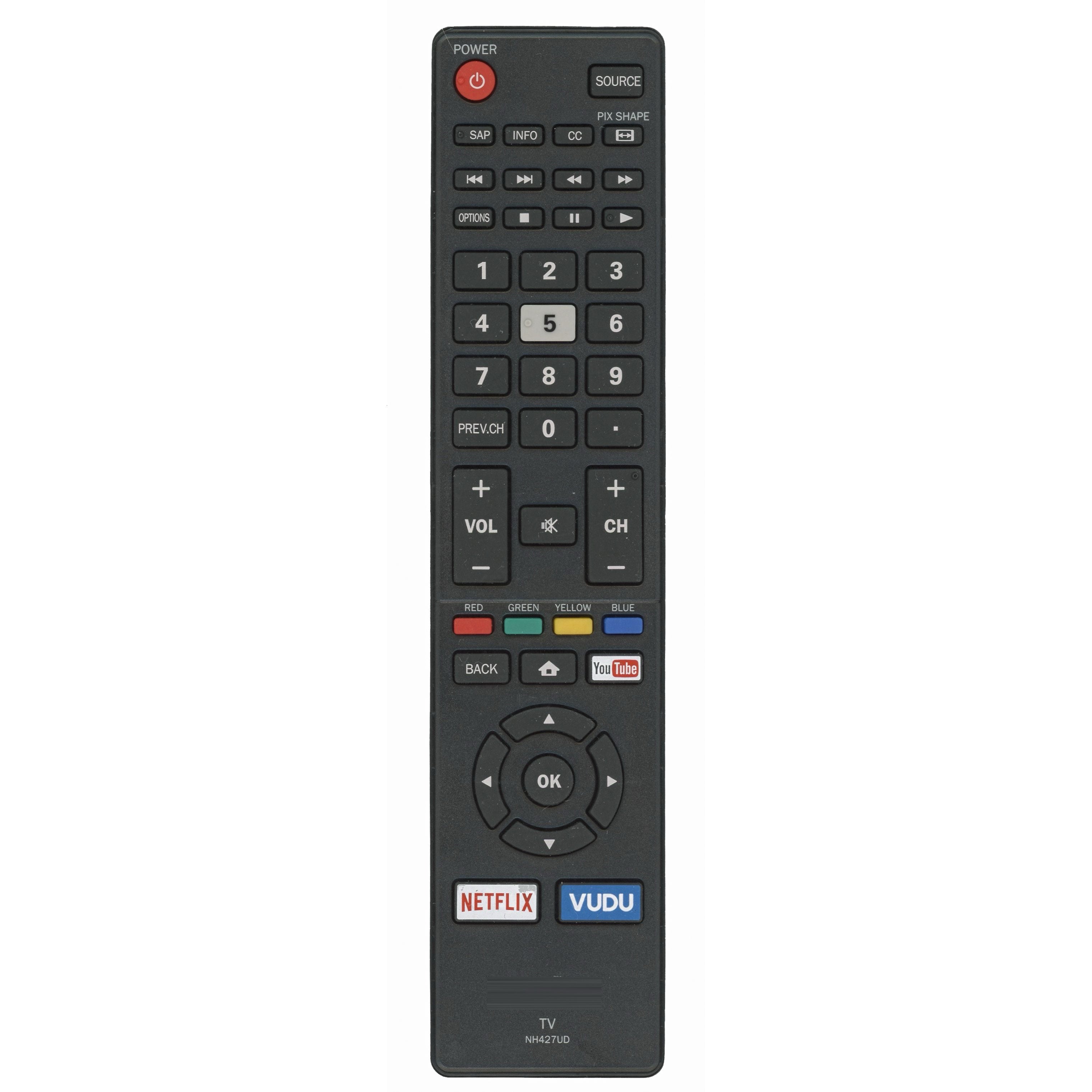 Sanyo NH427UD Smart TV Remote Control | Youtube | Netflix | Vudu - NH427UD