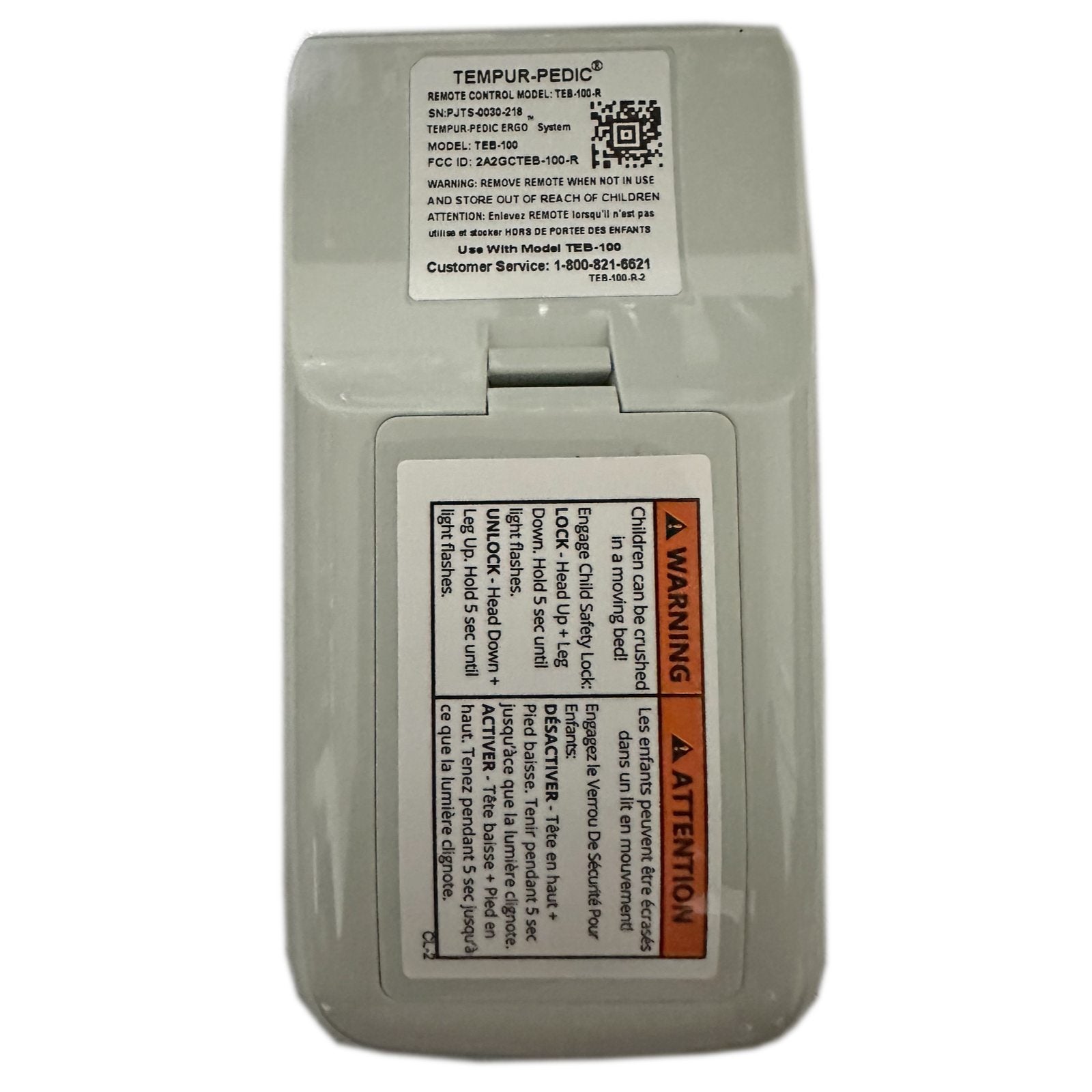 Télécommande Sealy TEB-100-R pour lit réglable Tempur-Pedic Ergo PLUS