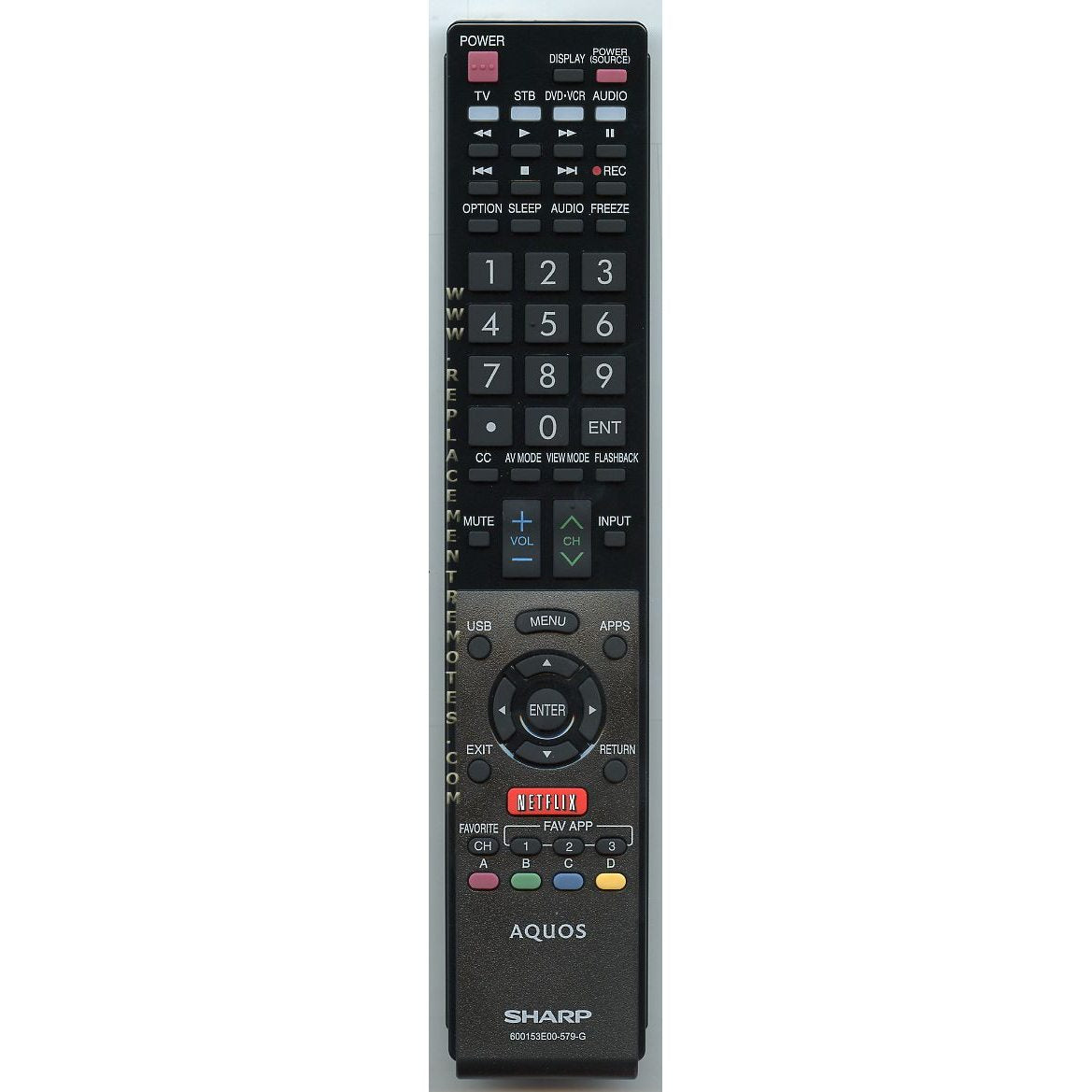 Control remoto para TV Sharp 600153E00579G