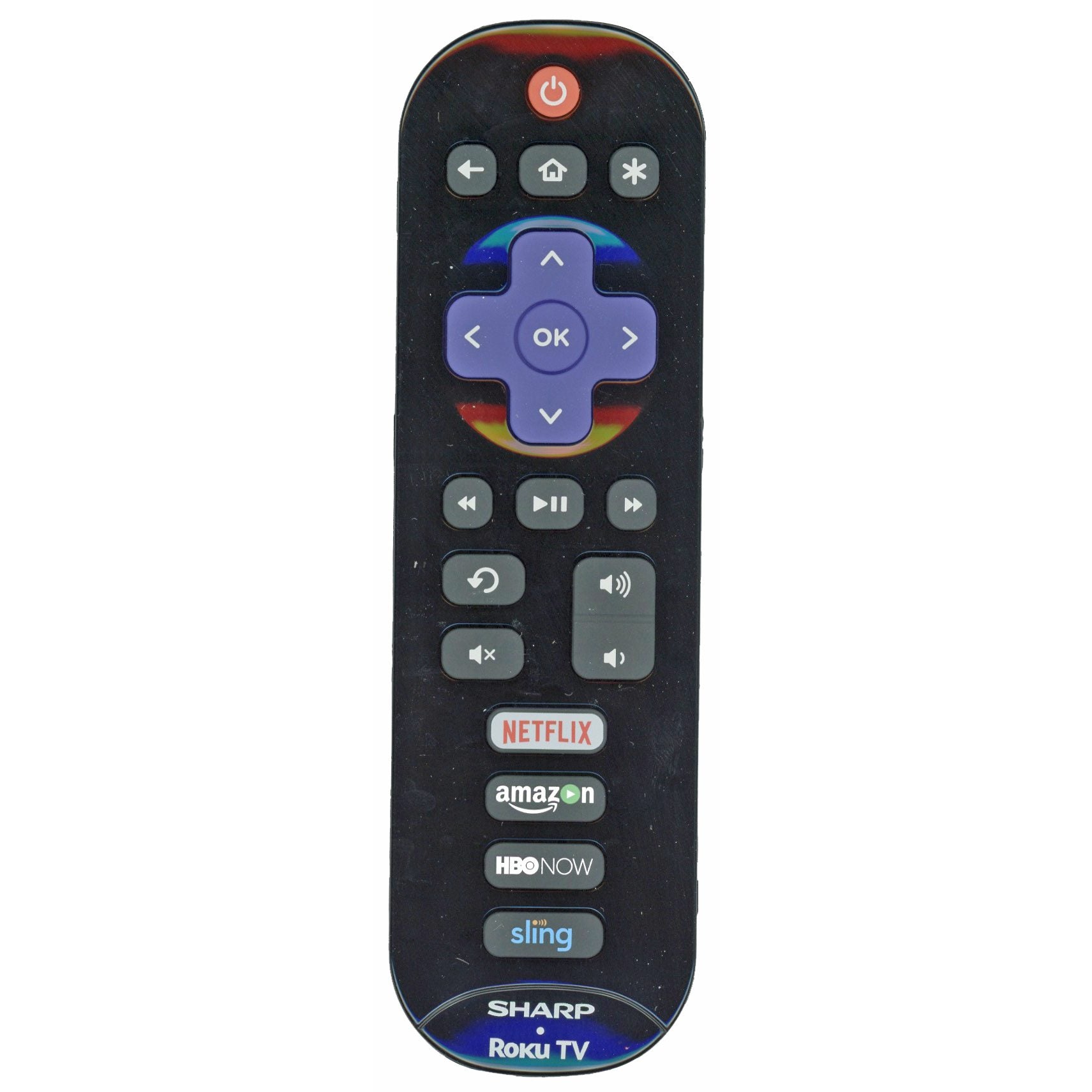 Sharp EN3B32R ROKU TV Remote Control | IR | Netflix | Amazon | HBO Now | Sling - EN3B32R