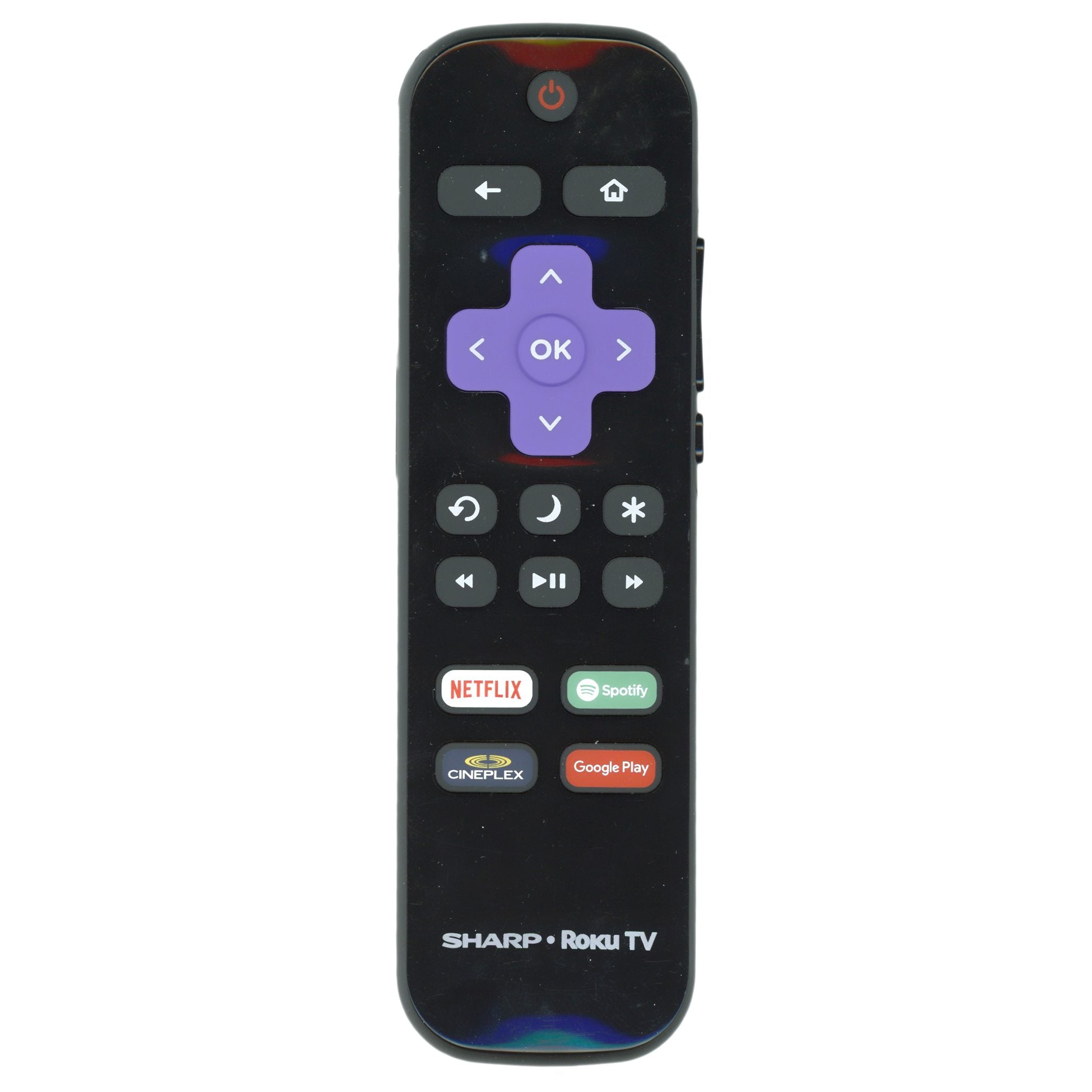 Sharp LC-RCRCA-18 Roku TV Remote Control | Canada | Netflix | Spotify | Cineplex | Google Play - LCRCRCA18