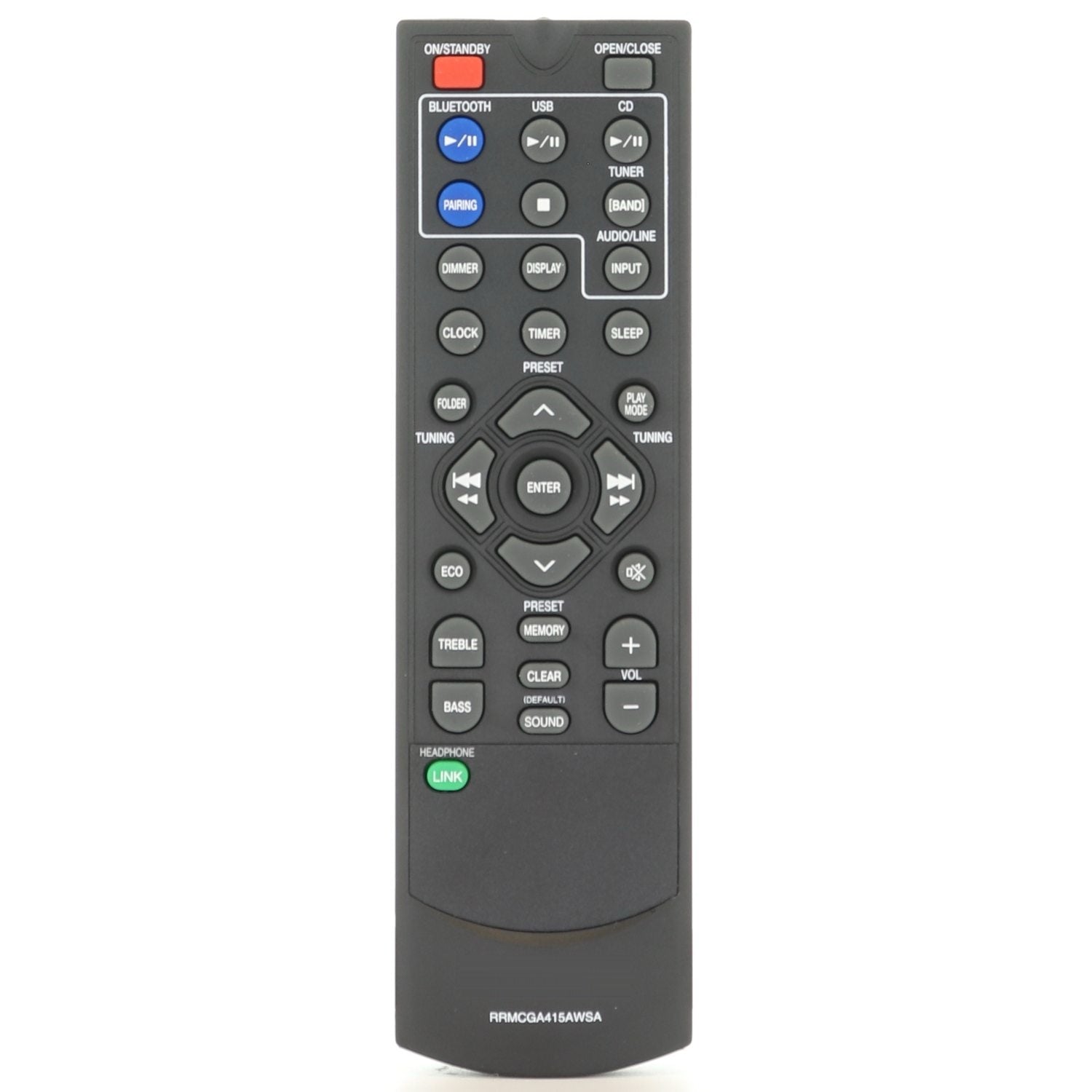 Sharp RRMCGA415AWSA Micro Component System Audio Remote Control - RRMCGA415AWSA